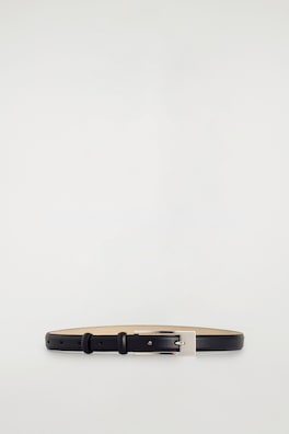 ELONGATED-BUCKLE LEATHER BELT — BLACK 3