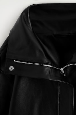 LEATHER FUNNEL-NECK JACKET — BLACK 8