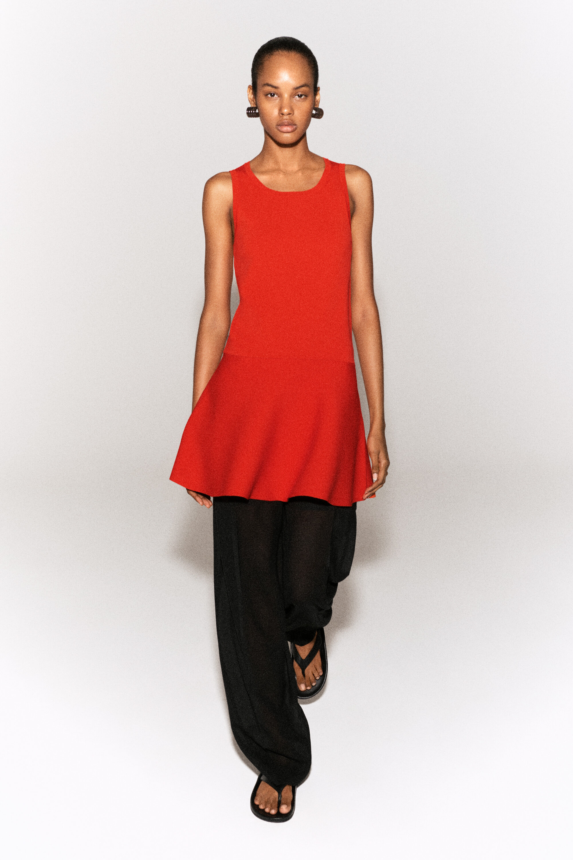 FLARED KNITTED MINI DRESS - ORANGE | COS US