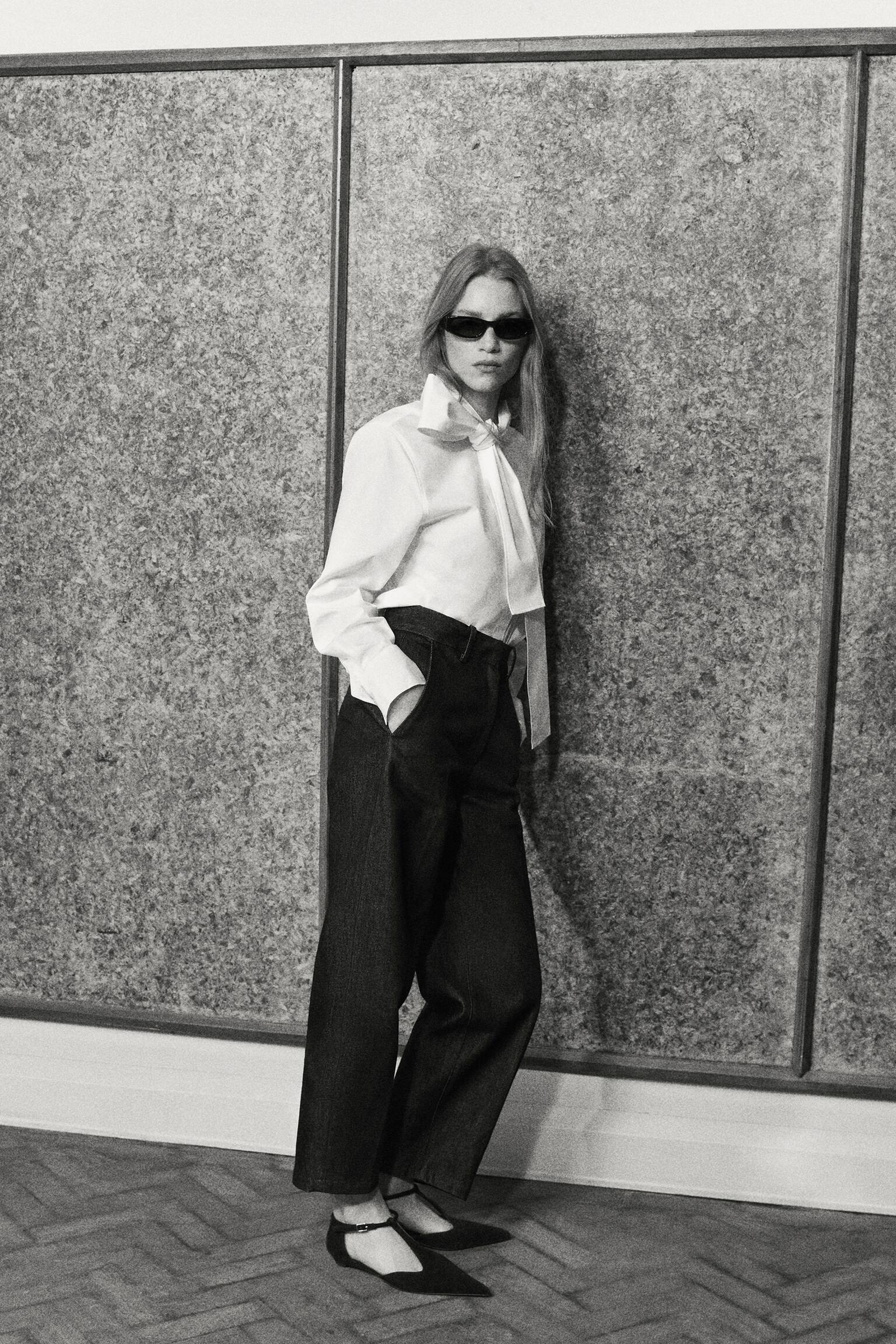 PANTALONI IN DENIM A GAMBA LARGA TAGLIO RILASSATO - NERO - 9