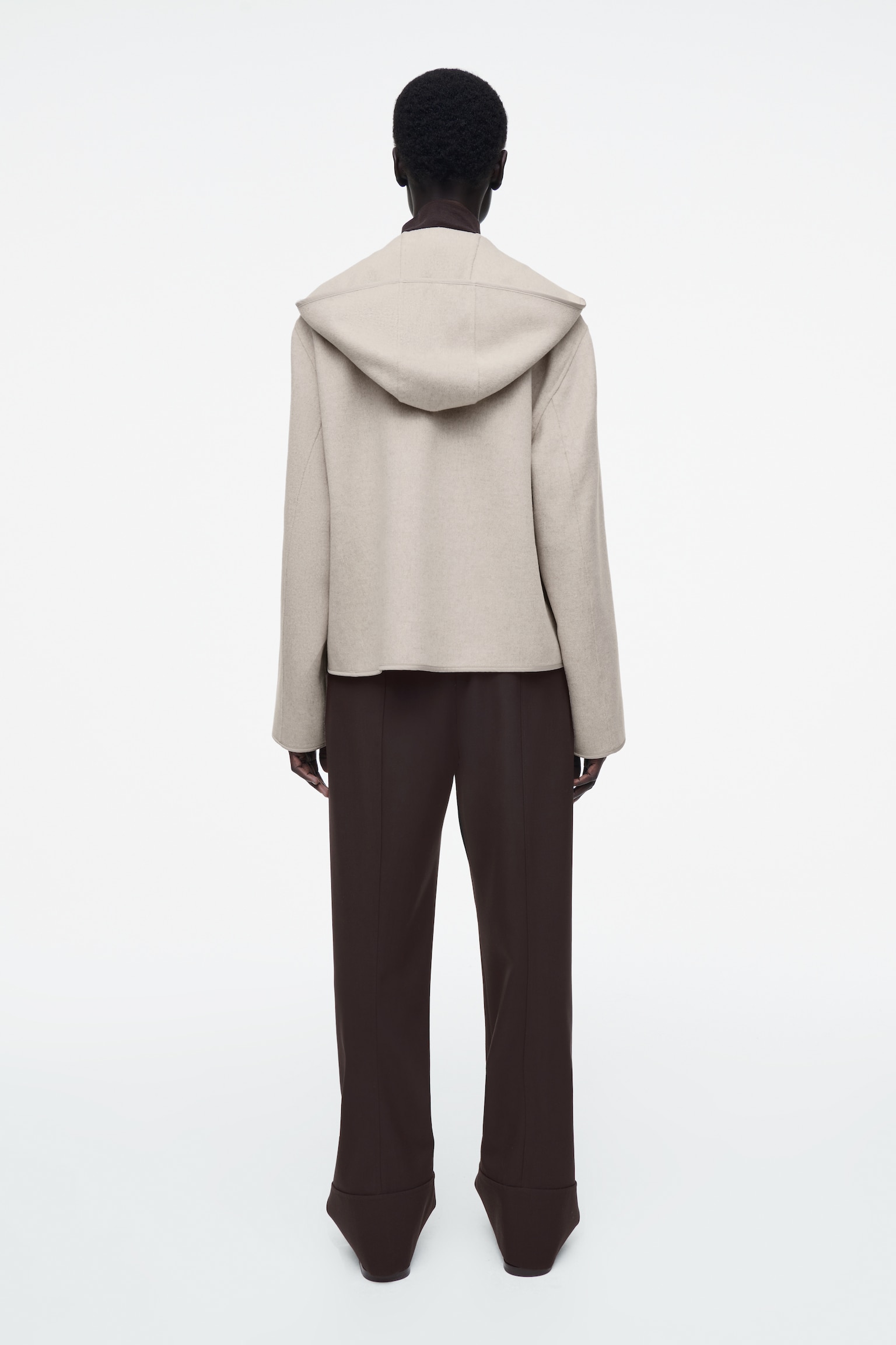 CHAQUETA DE LANA CON CAPUCHA DE DOBLE FAZ - BEIGE CLARO/GRIS - 9