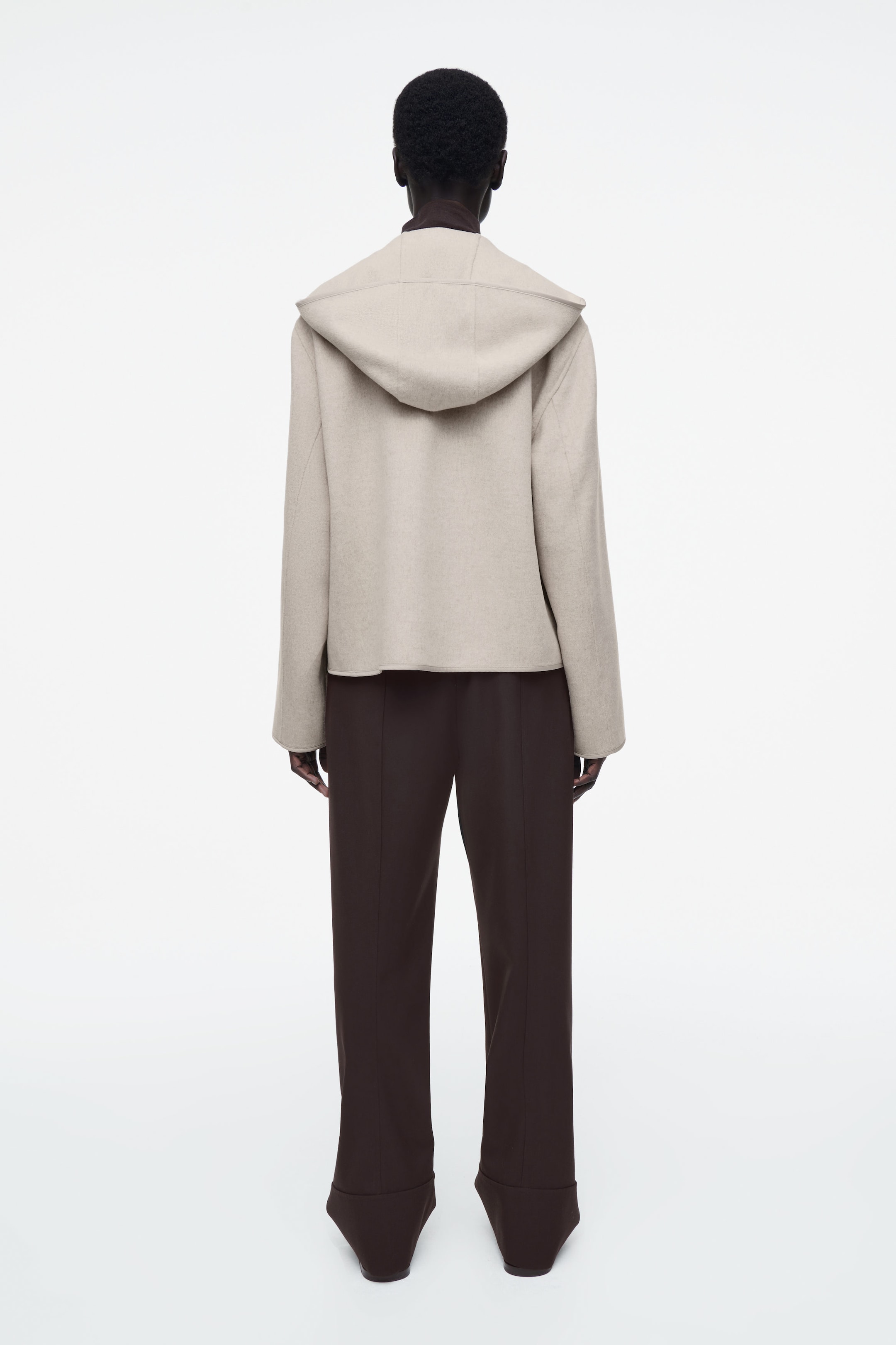 HOODED DOUBLE-FACED WOOL JACKET