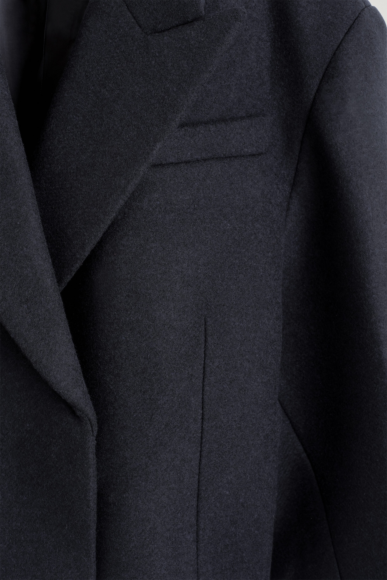 OVERSIZED CROPPED BOILED WOOL-BLEND BLAZER — NAVY