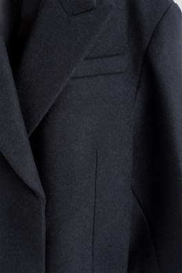 OVERSIZED CROPPED BOILED WOOL-BLEND BLAZER — NAVY 7