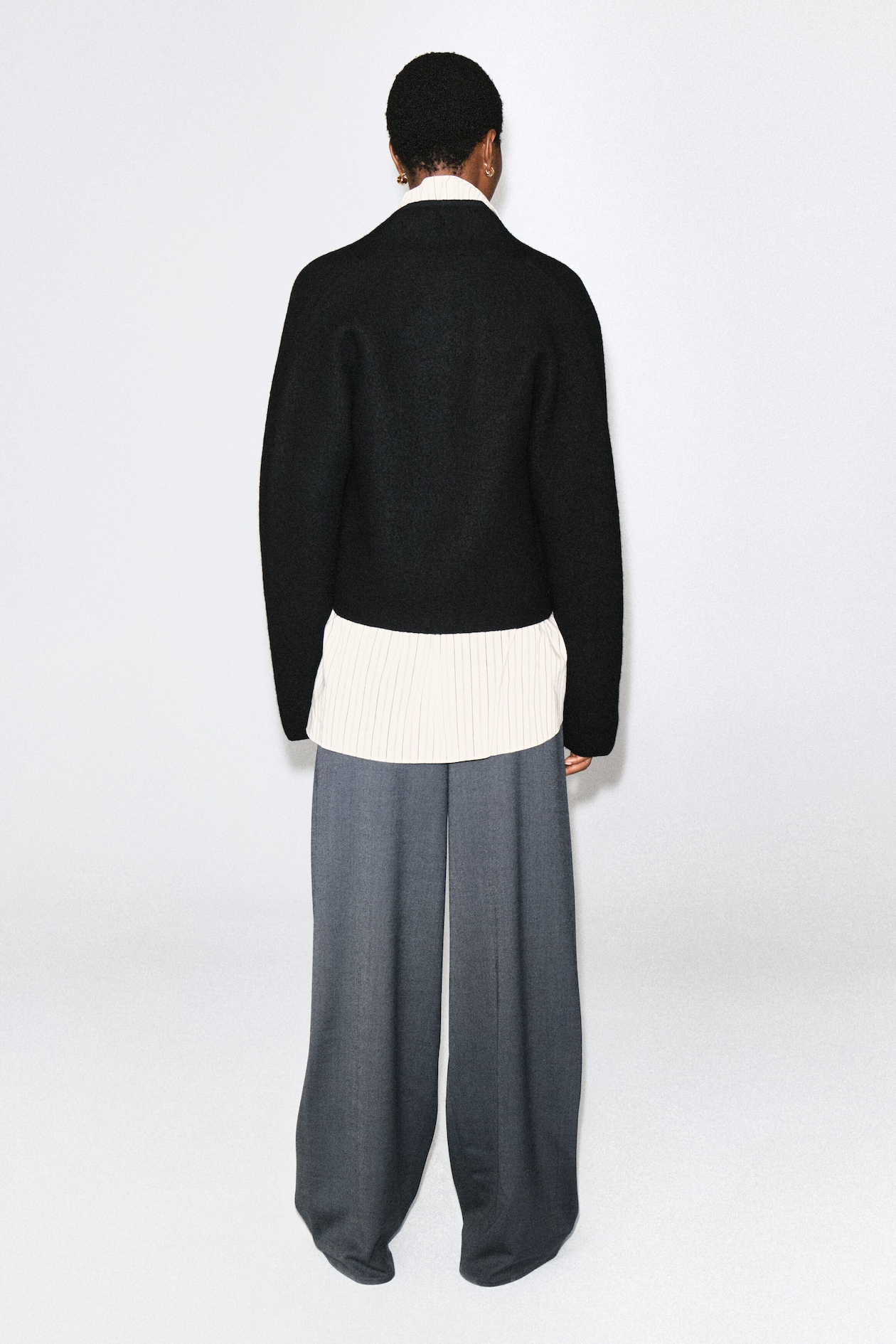 WOOL-BLEND WIDE-LEG PANTS — BLUE-GRAY