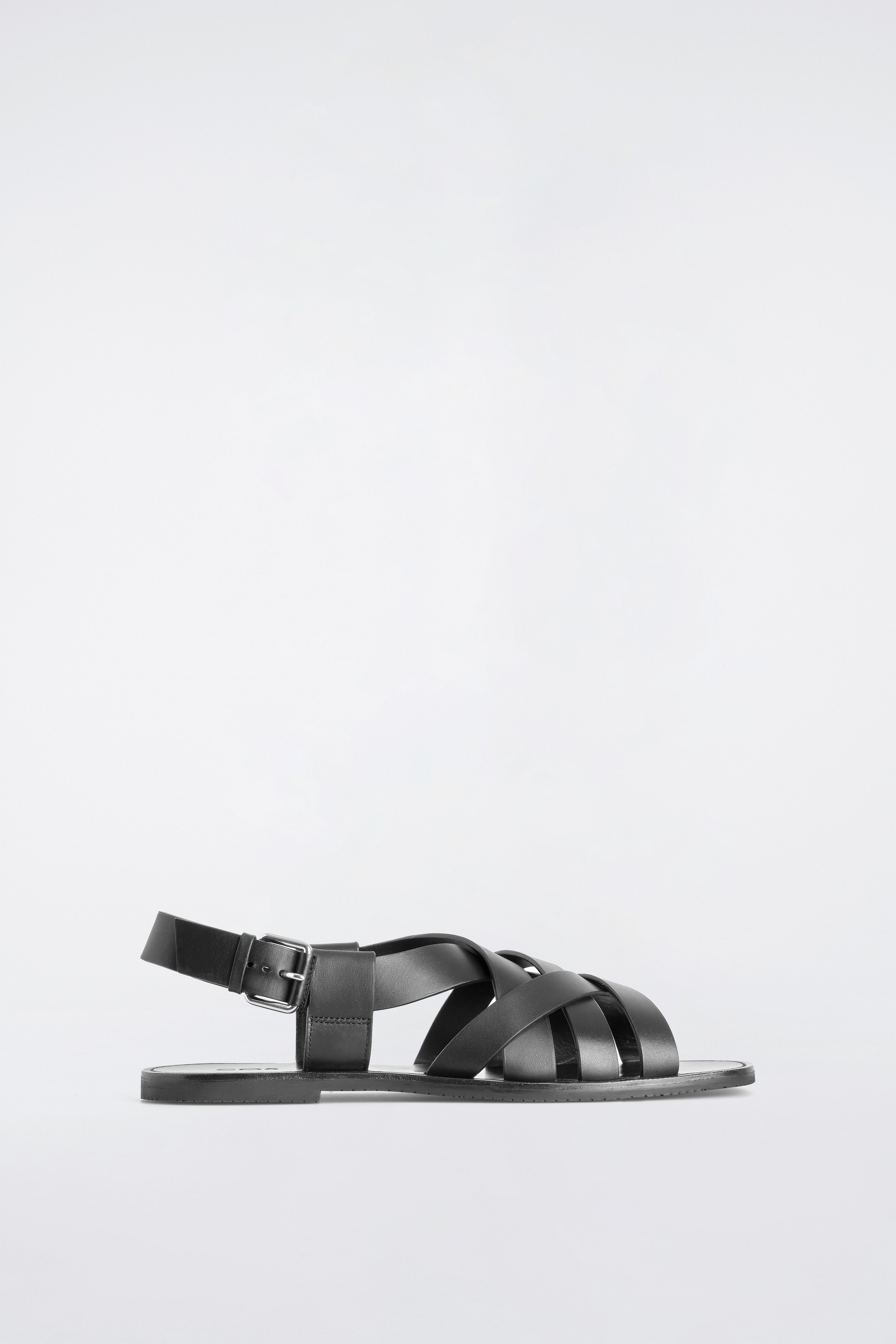 WOVEN LEATHER SANDALS - BLACK
