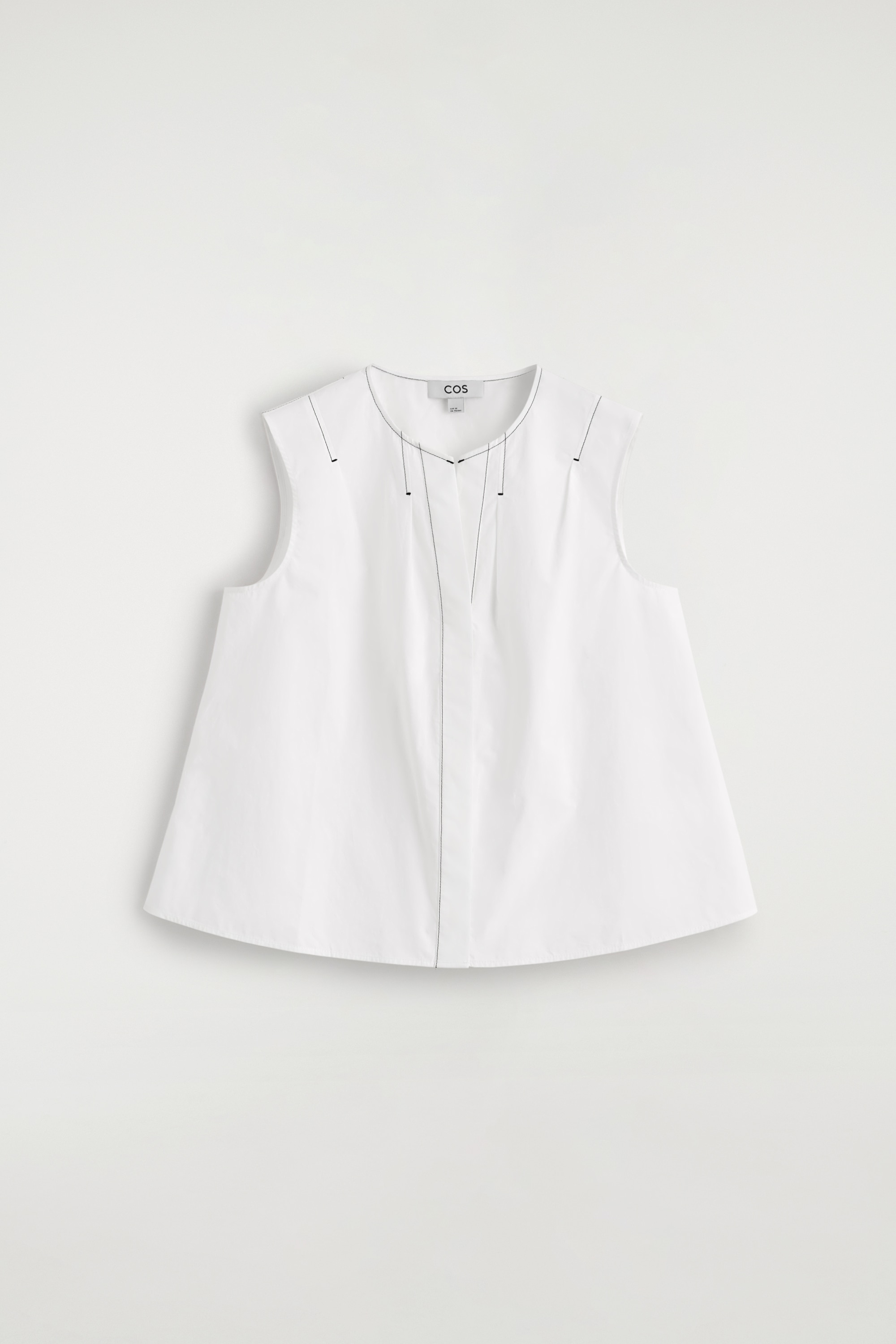 PLEATED SLEEVELESS TOP - WHITE/PINK/DARK GREEN