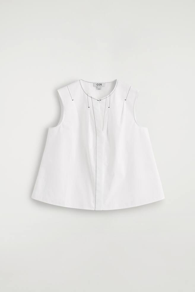 PLEATED SLEEVELESS TOP - WHITE/DARK GREEN/PINK - 1