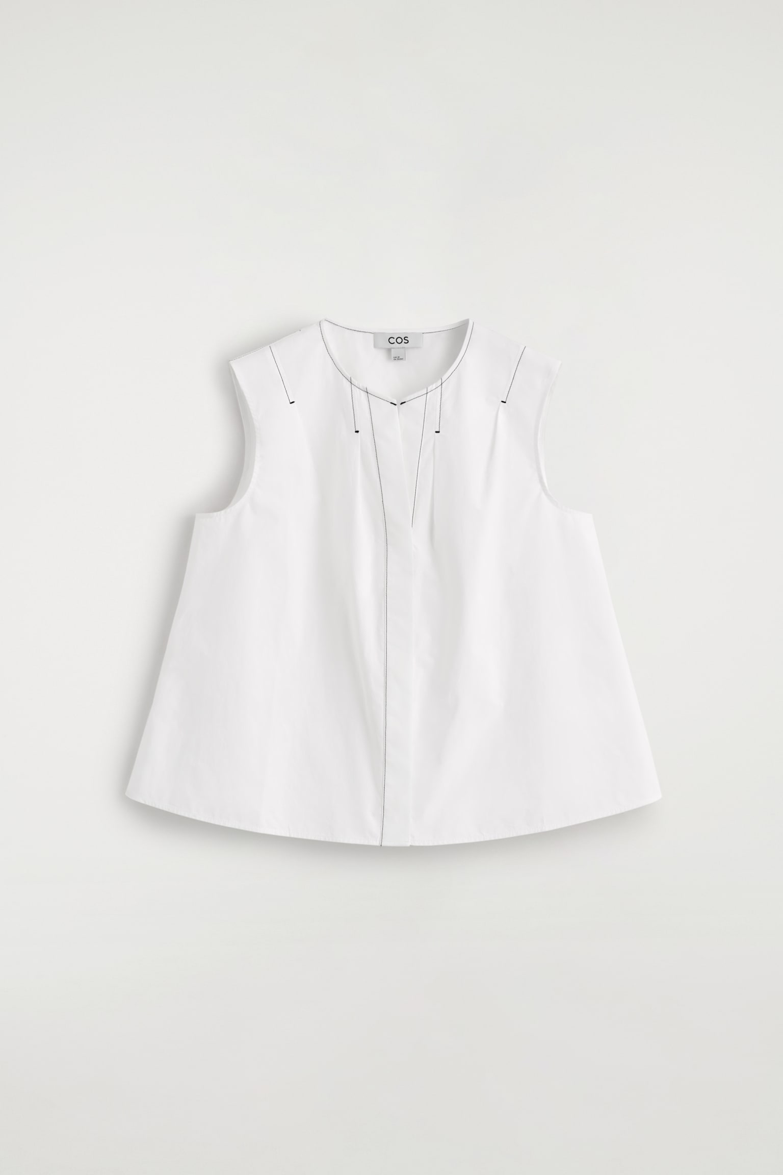 Blusa sem mangas plissada - BRANCO/Verde escuro/Rosa - 1