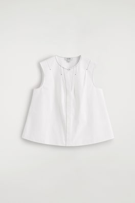 PLEATED SLEEVELESS TOP — WHITE 7