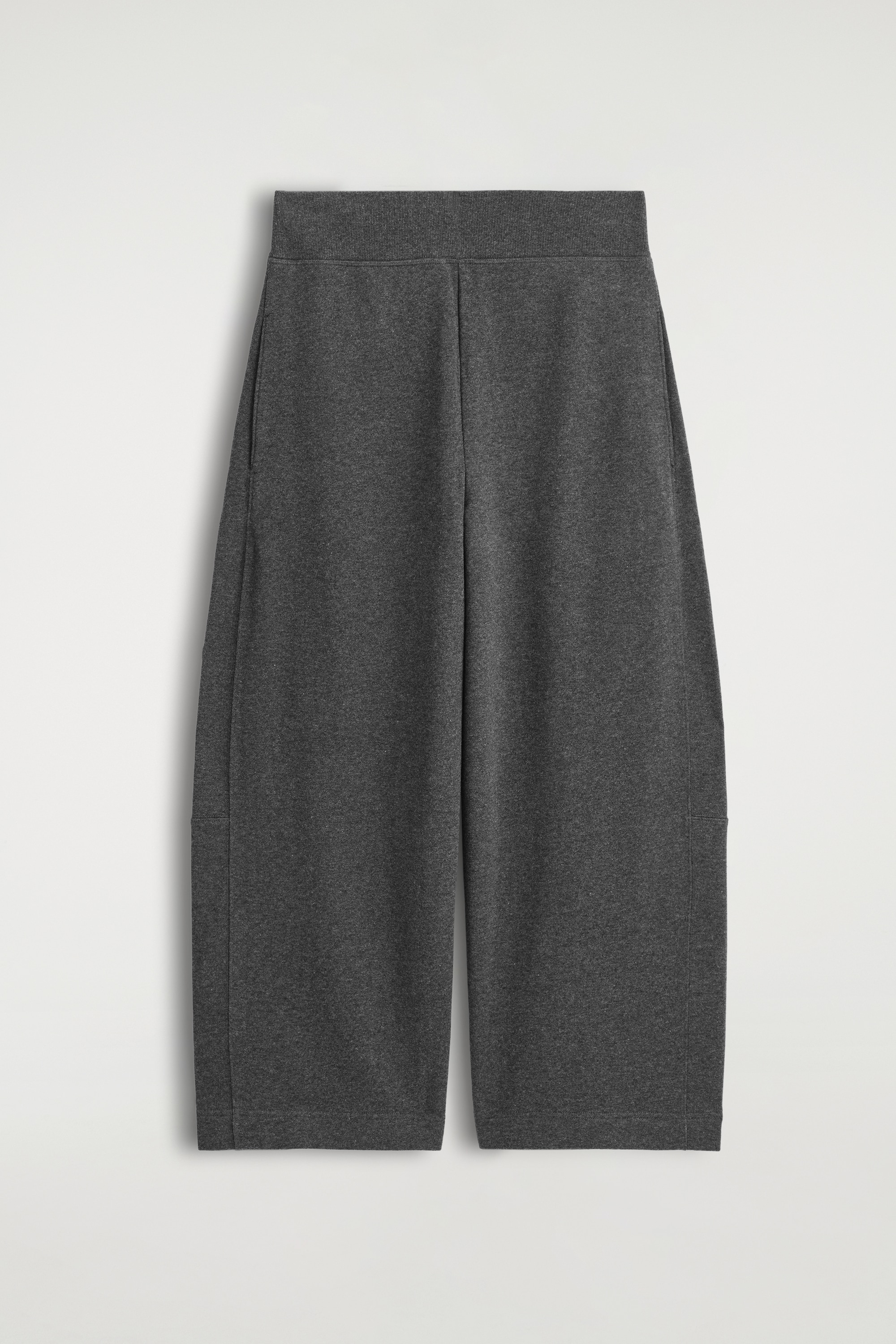 BAVLNĚNÉ JOGGERY S ŠIROKÝMI NOHAVICEMI - TMAVĚ ŠEDÝ MELÍR/DARK PURPLE