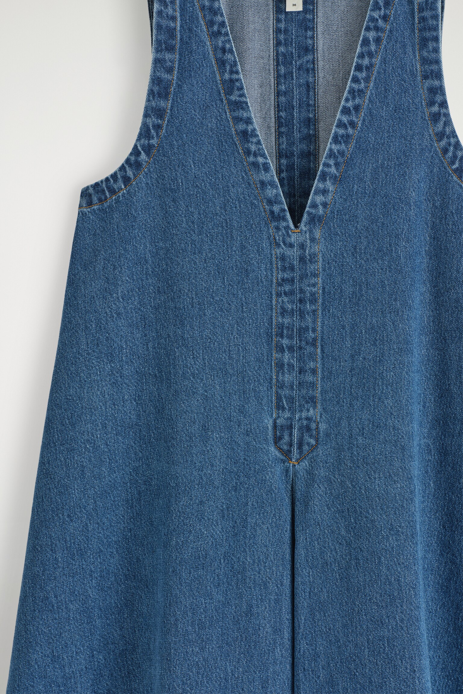 DENIM A-LINE MINI DRESS - BLUE - 6