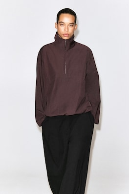 ZIP-UP BLOUSON SHIRT — BURGUNDY 1