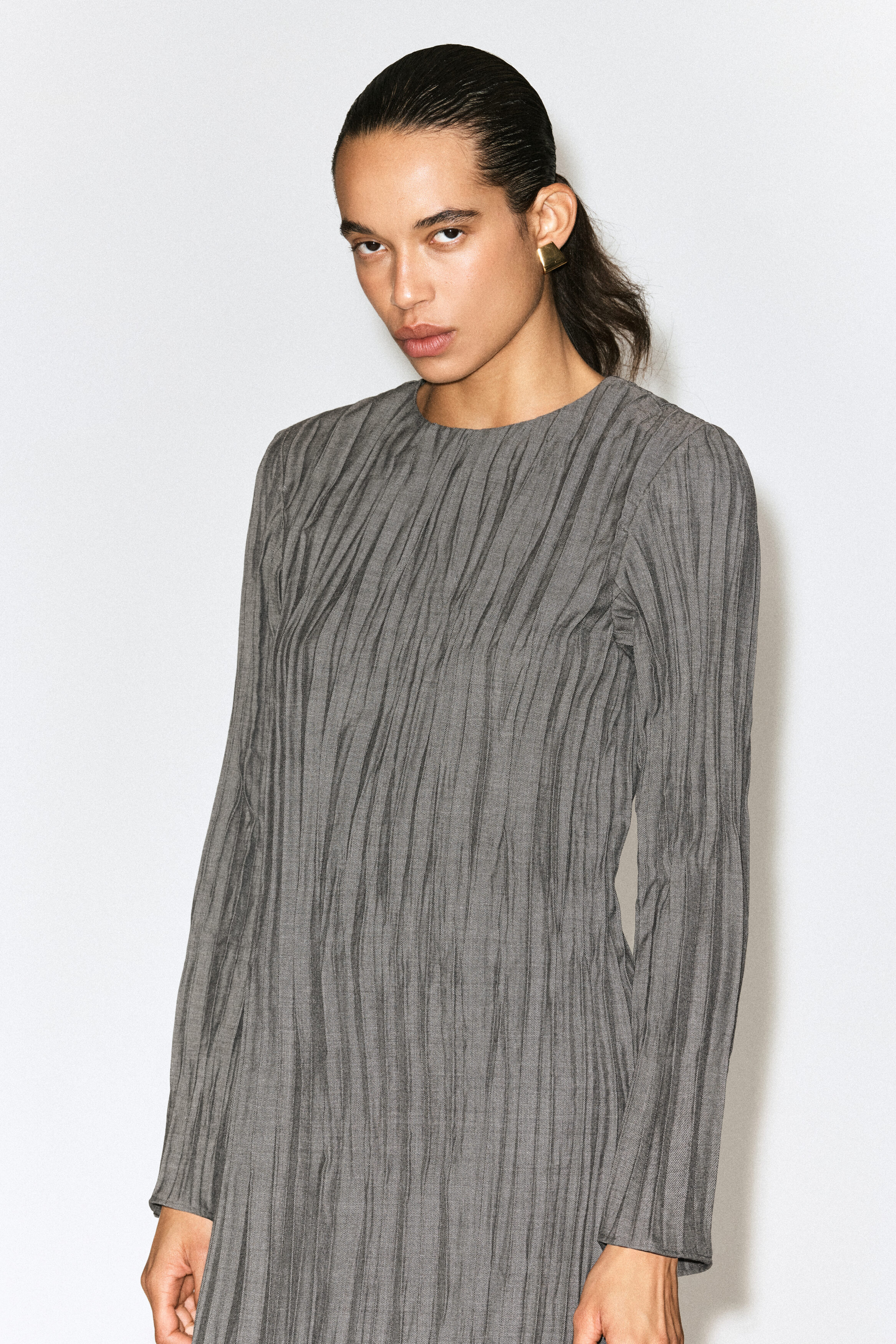 CRUSHED-PLEAT MIDI DRESS thumbnail 2