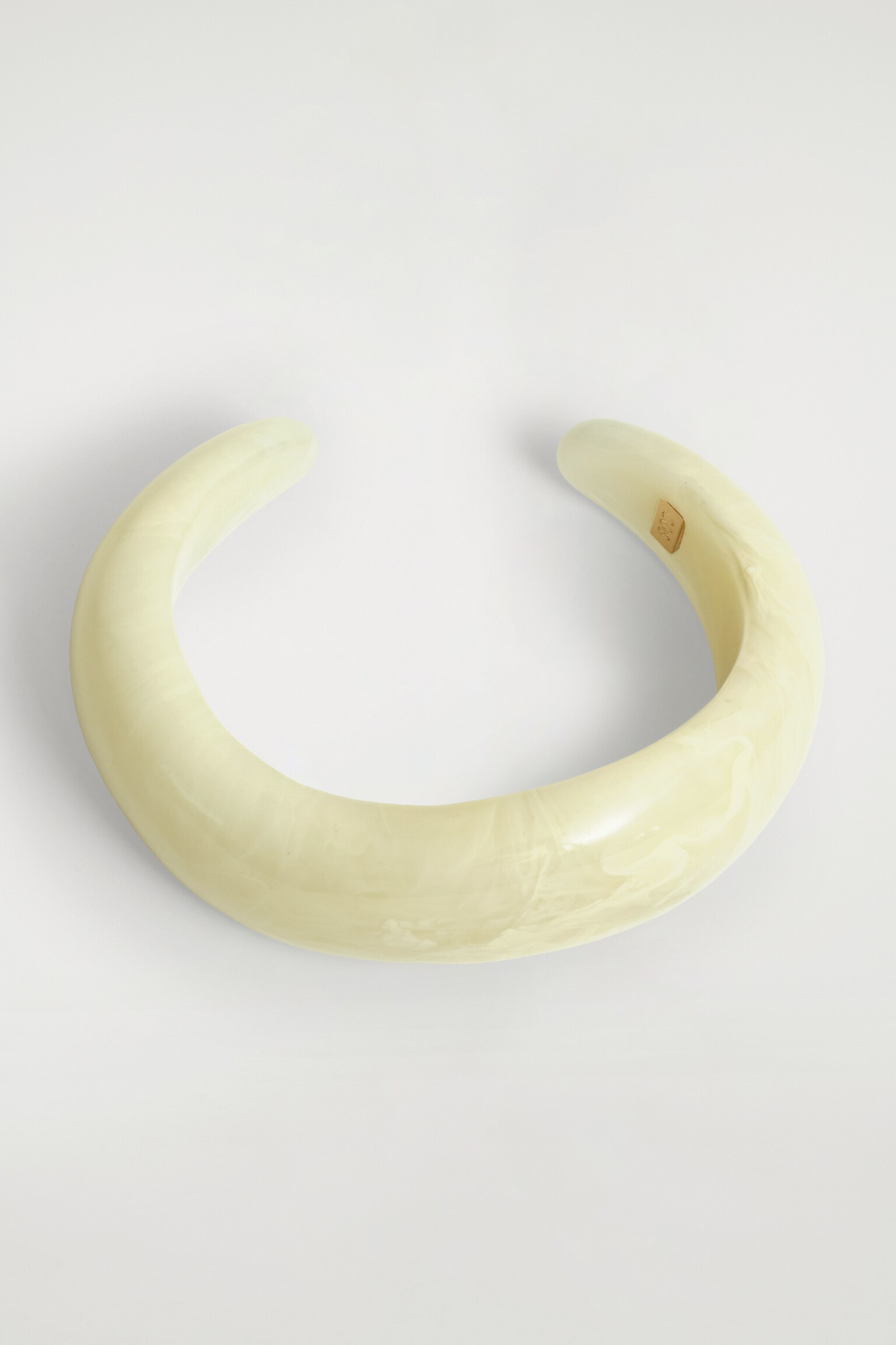 BRACELET JONC ÉPAIS ONDULÉ - JAUNE BEURRE/GRIS - 3