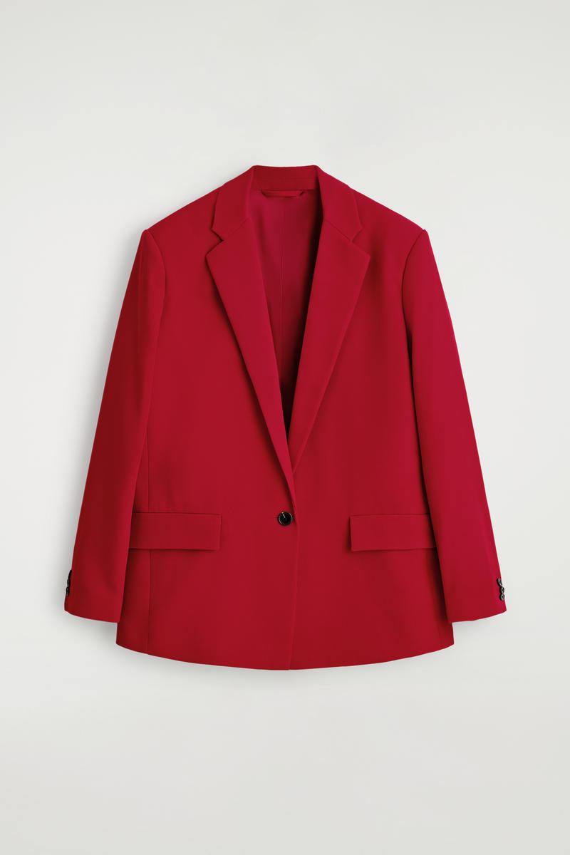 Cos Blazer Monopetto In Misto Lana In Red