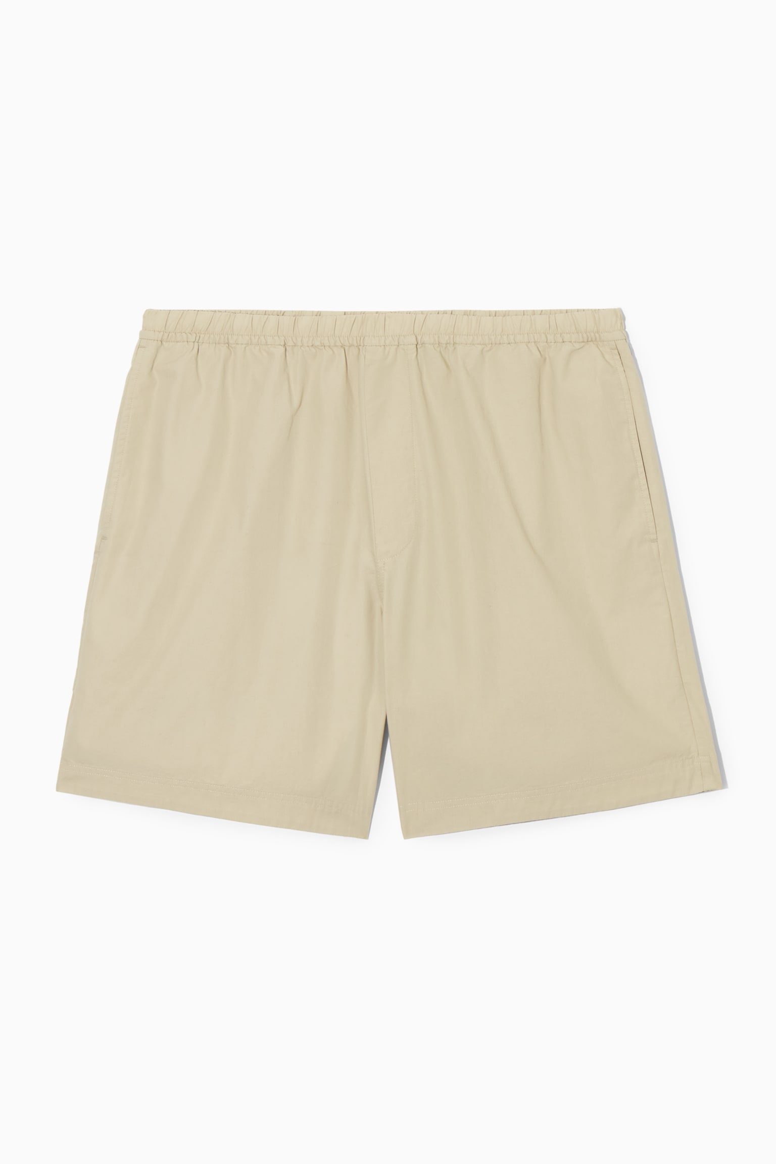 ELASTICATED POPLIN SHORTS - BEIGE