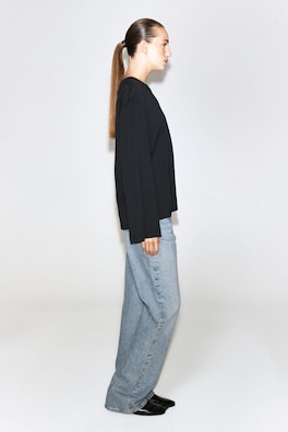 BRUSHED-COTTON LONG-SLEEVED T-SHIRT — BLACK 4