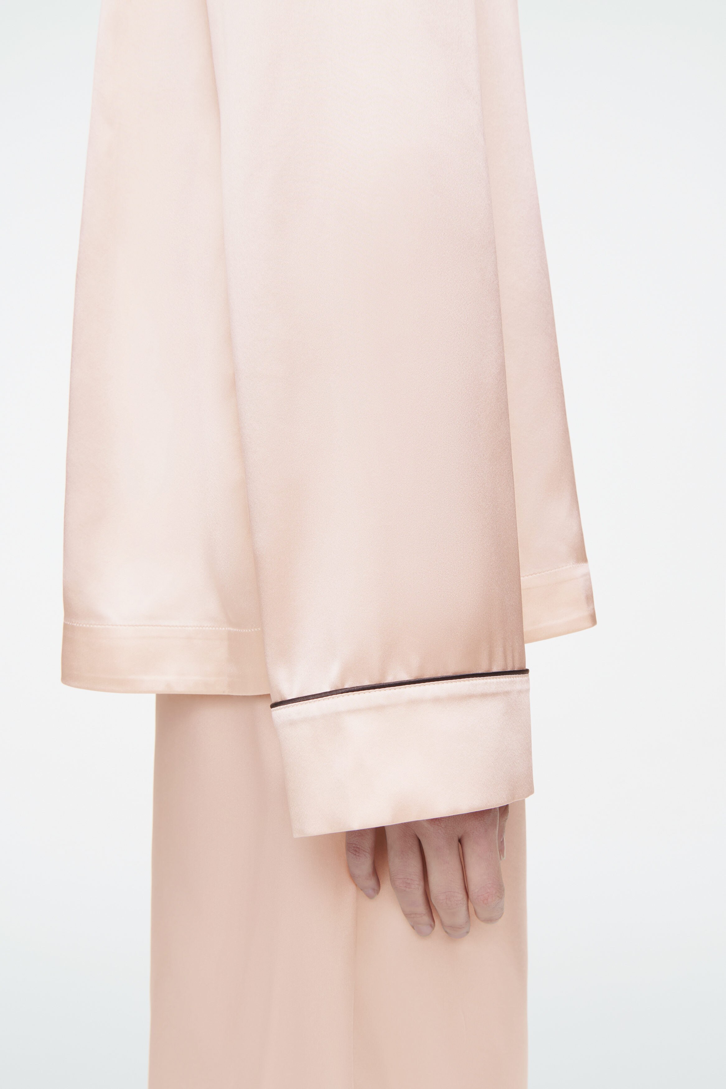 PIPED SILK PYJAMA SHIRT - APRICOT | COS