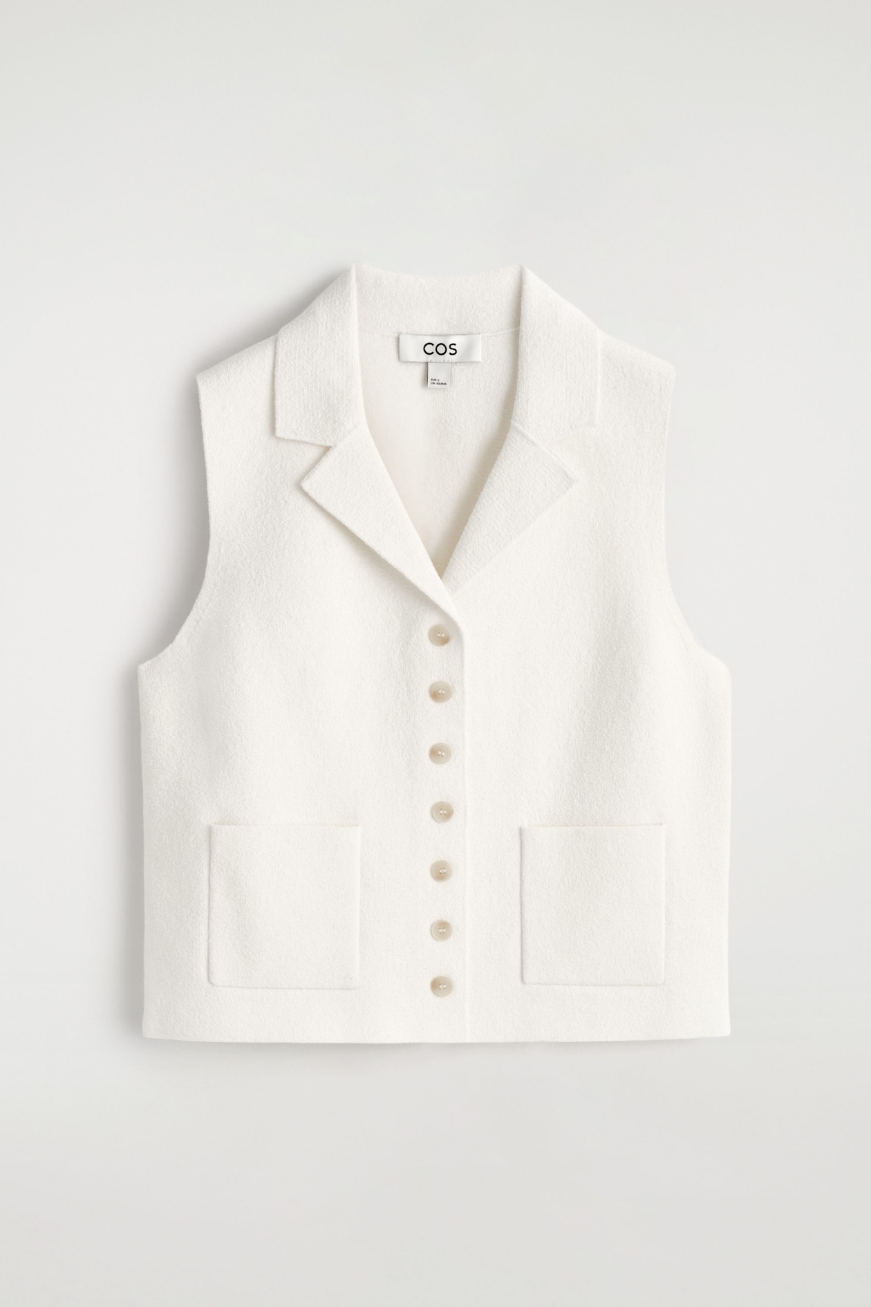 BOUCLÉ-KNIT WAISTCOAT — WHITE