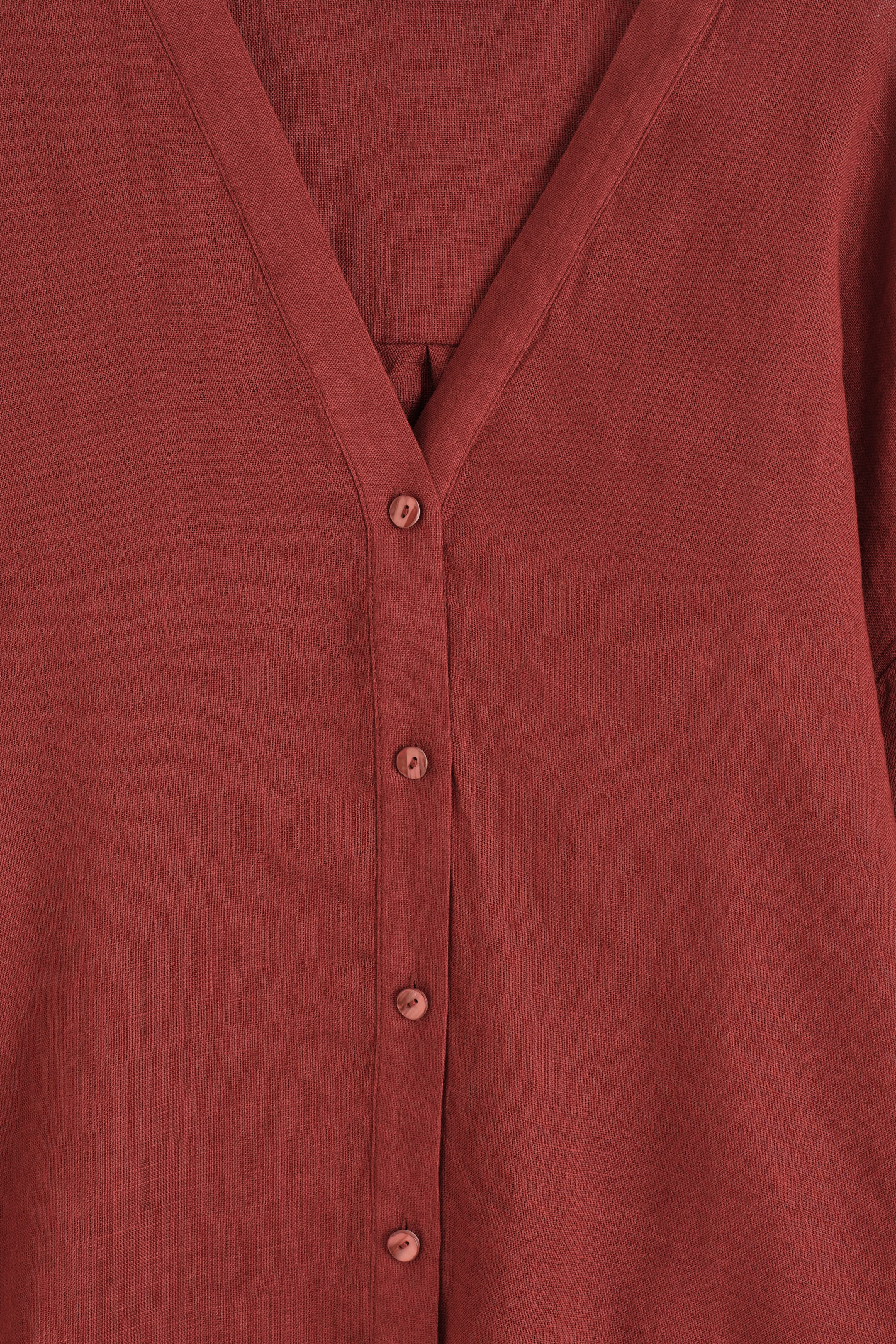 View larger image: OVERSIZED LINEN V-NECK SHIRT - RED - Ladies | H&M GB 7