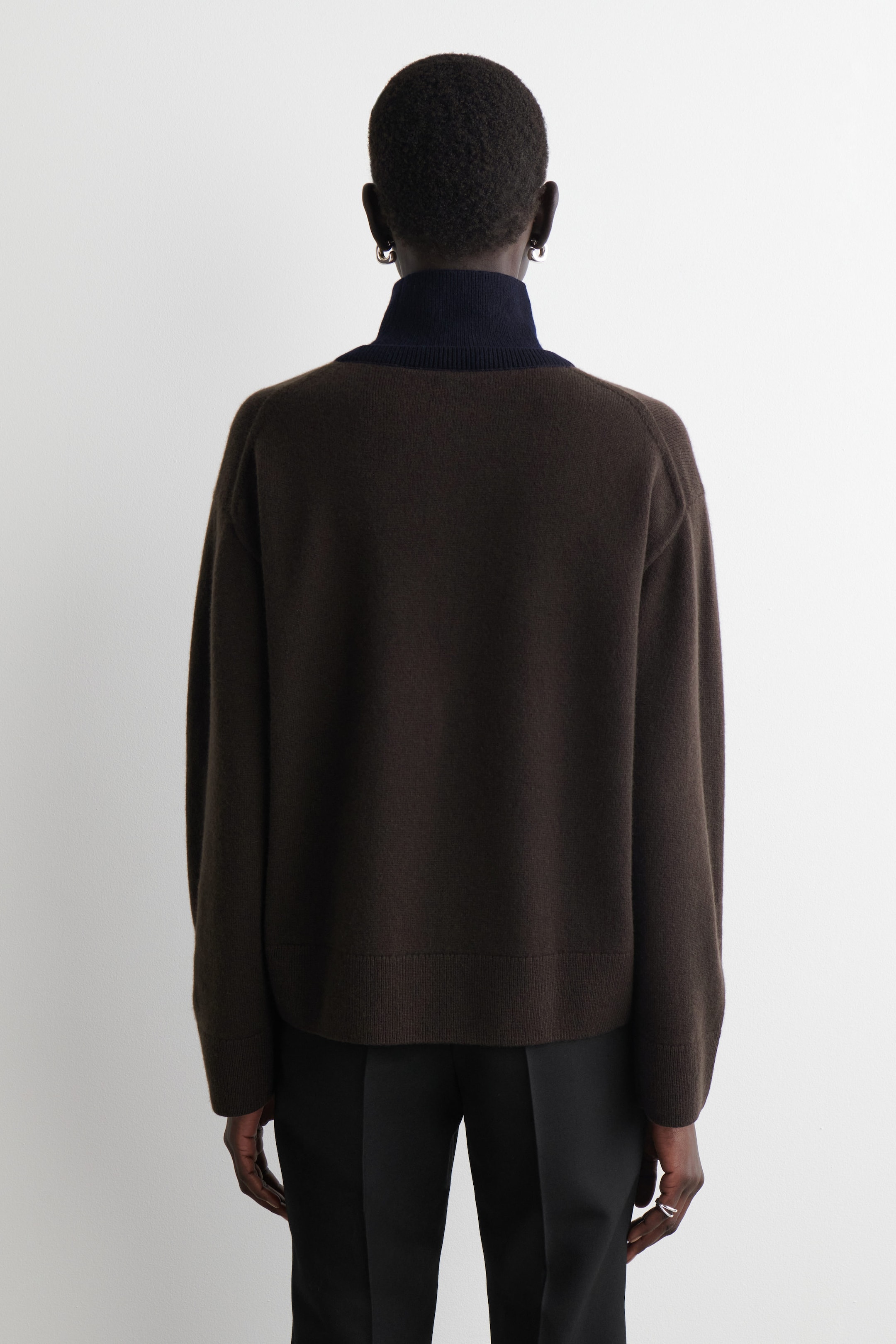 LAYERED MERINO WOOL HIGH-NECK SWEATER