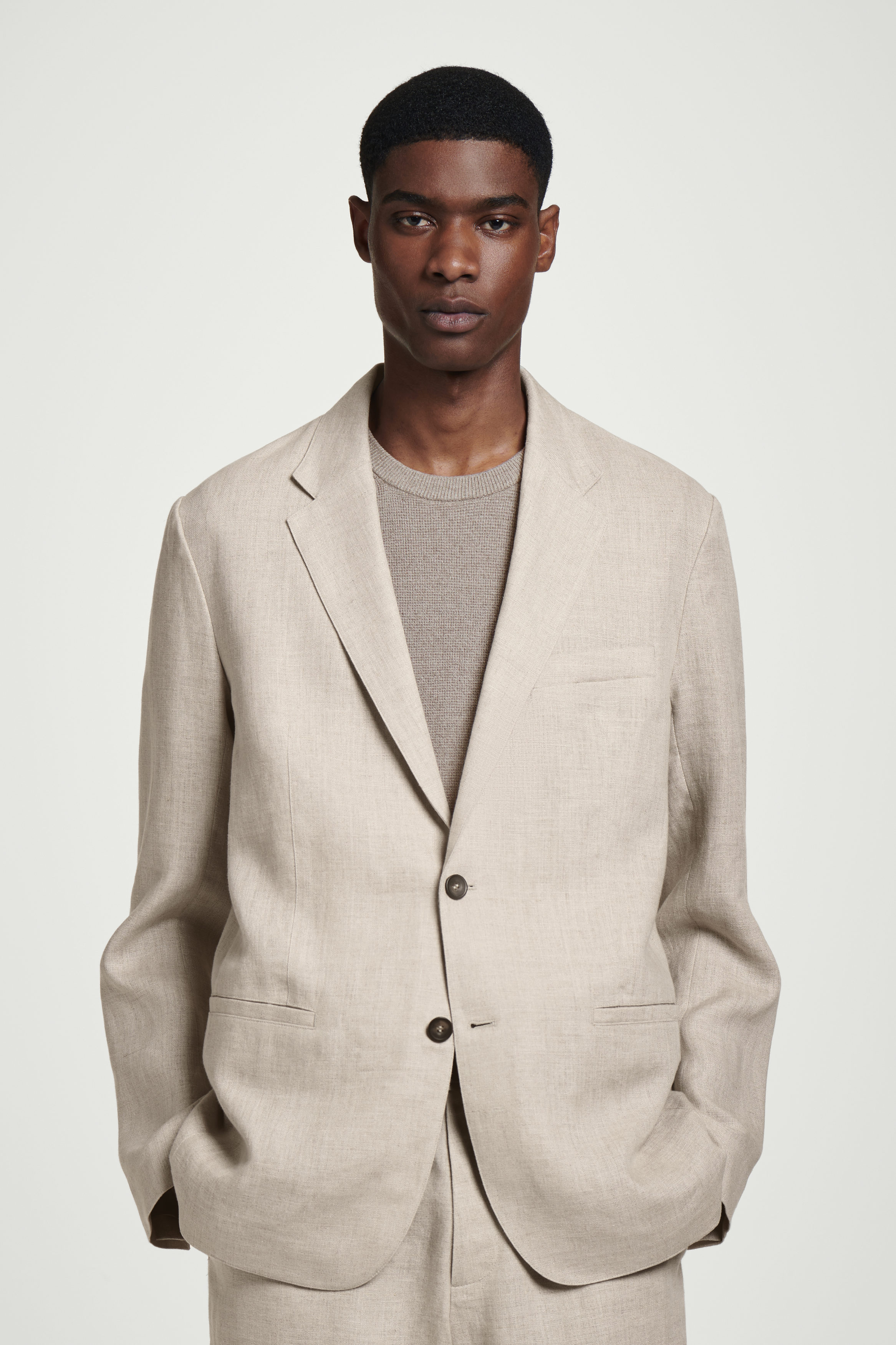 SINGLE-BREASTED LINEN BLAZER - BEIGE / UNDYED | COS