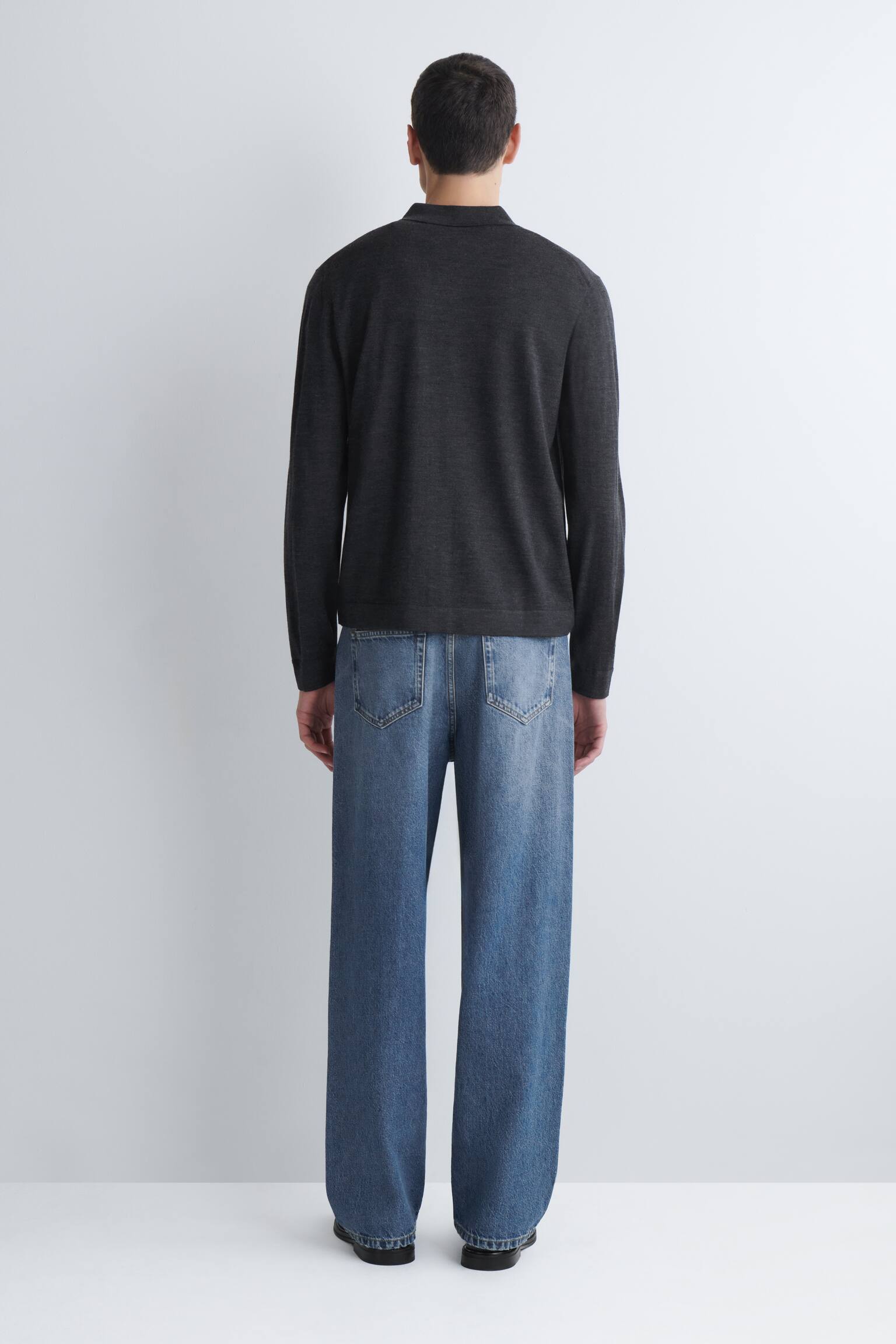 STRIKKET T-SHIRT I MERINOULD - KOKSGRÅ/BRUNMELERET/SORT - 4