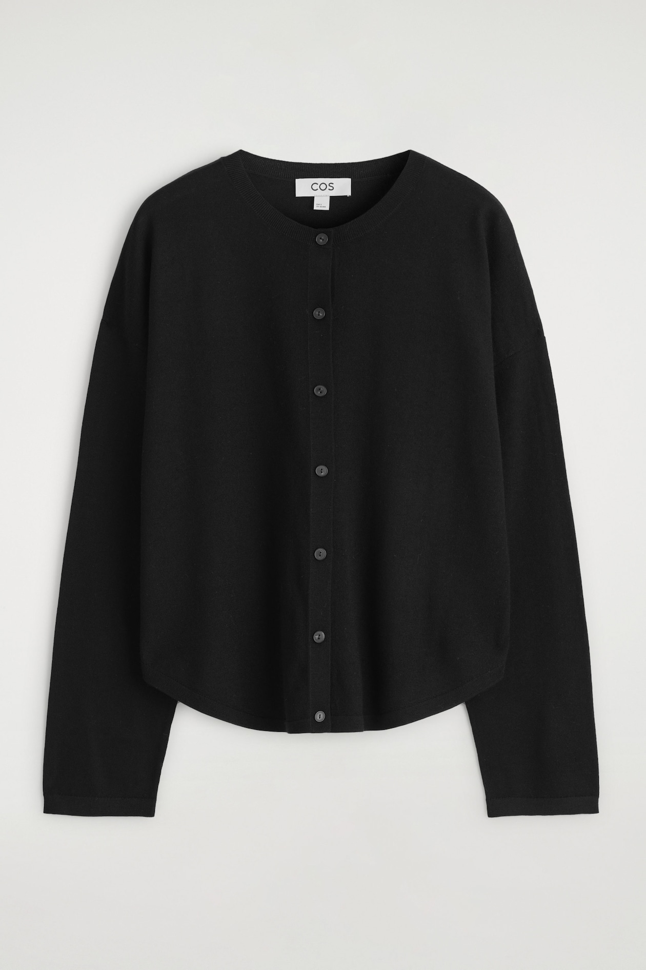 CIRCLE-CUT MERINO WOOL CARDIGAN — BLACK