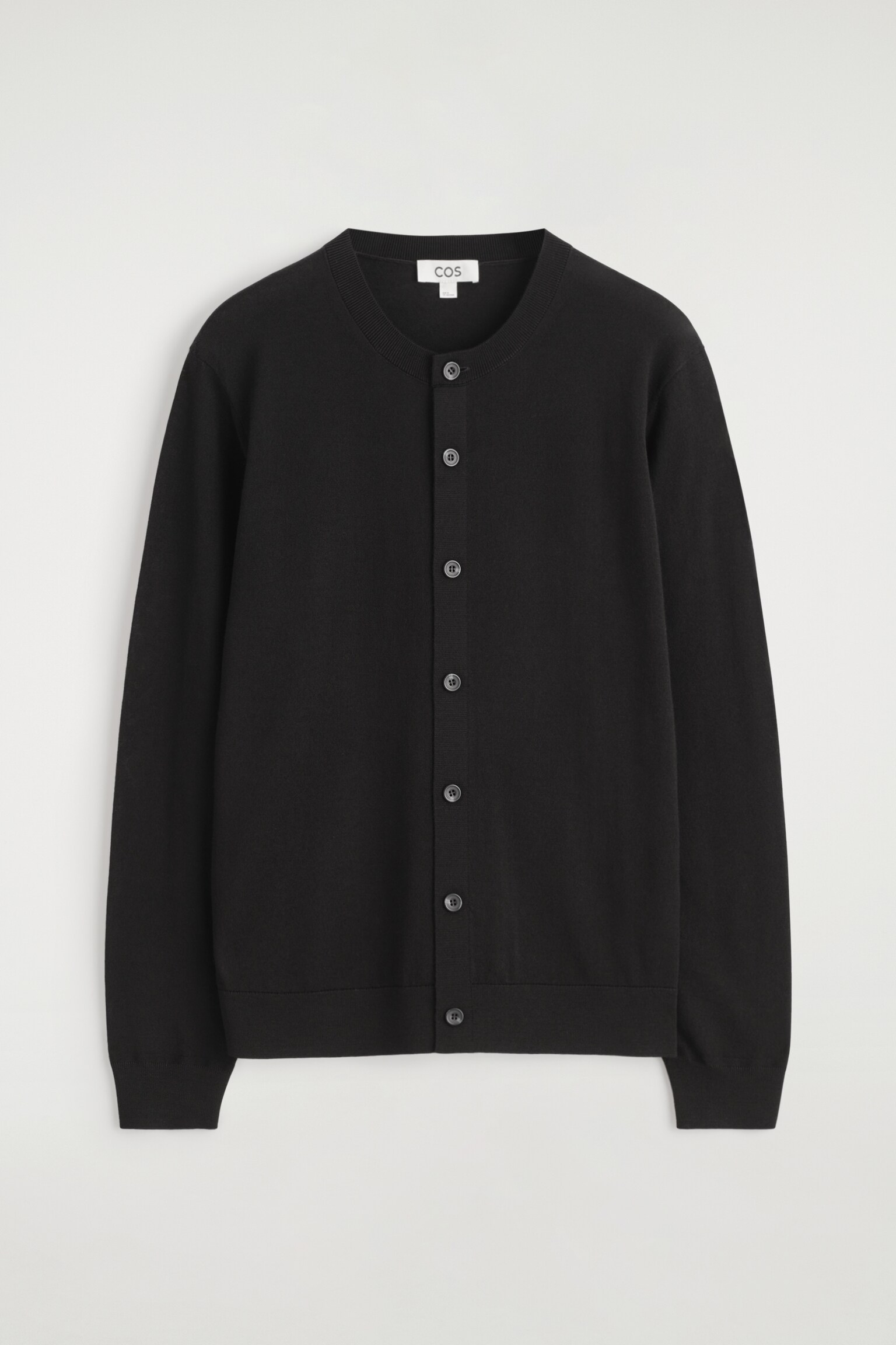CARDIGAN À COL ROND EN LAINE MÉRINOS - NOIR/GRIS CHINÉ - 2