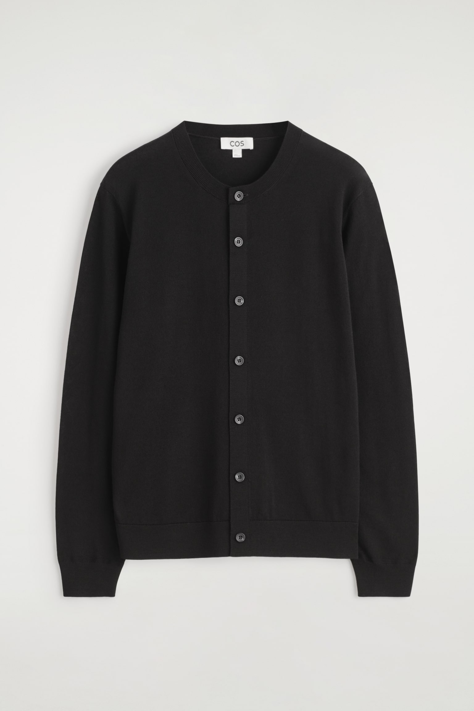CARDIGAN À COL ROND EN LAINE MÉRINOS - NOIR/GRIS CHINÉ - 2