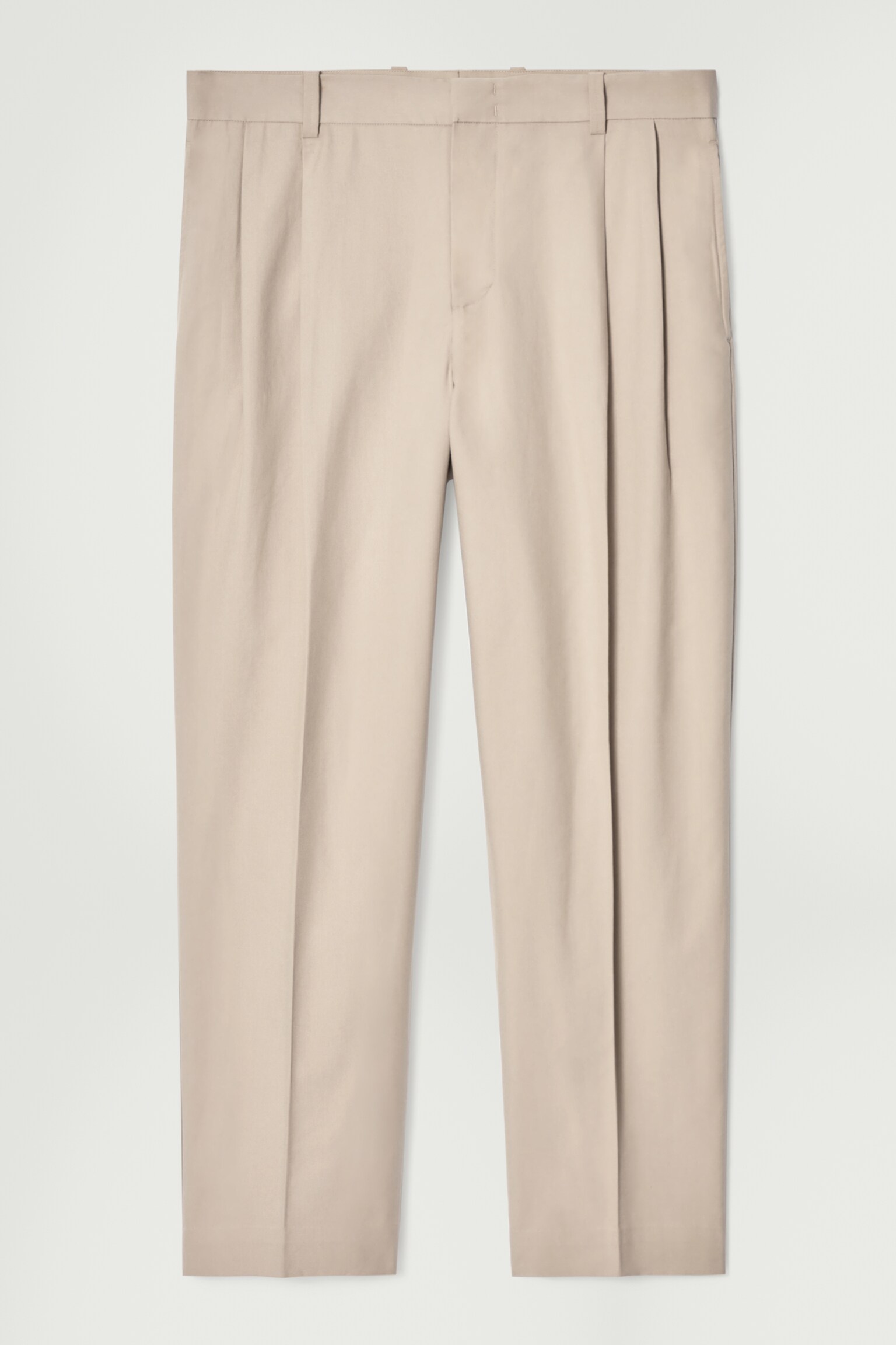 PANTALON À PLIS FUSELÉ DÉCONTRACTÉ EN COTON - TAUPE/BLEU MARINE - 2