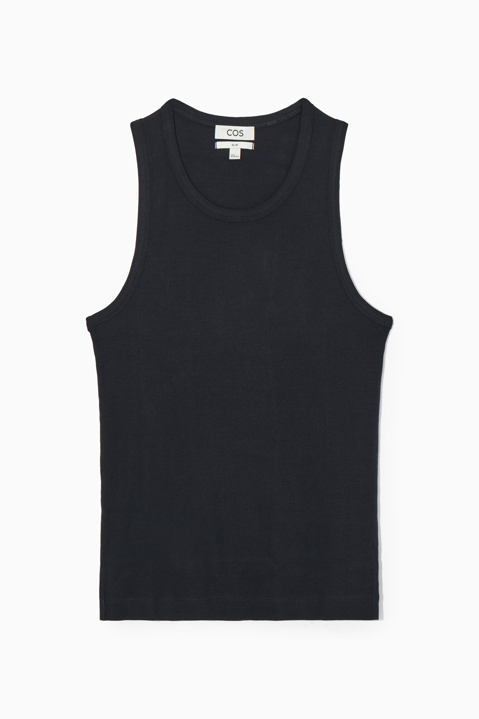 DÉBARDEUR SLIM EN COTON CÔTELÉ - BLEU MARINE/Blanc/TAUPE FONCÉ - 1