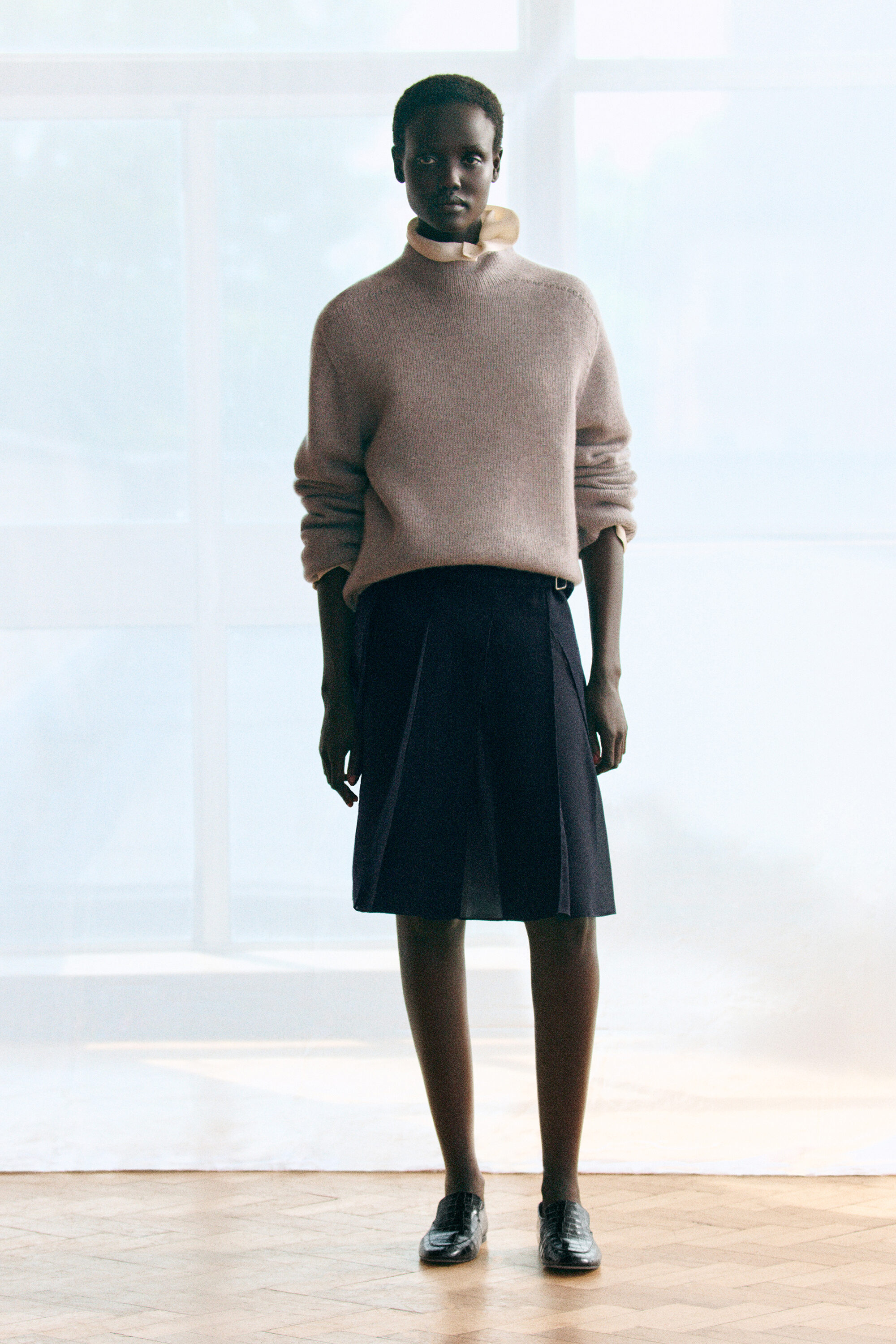 CASHMERE MOCK-NECK SWEATER - LIGHT GRAY MÉLANGE | COS US
