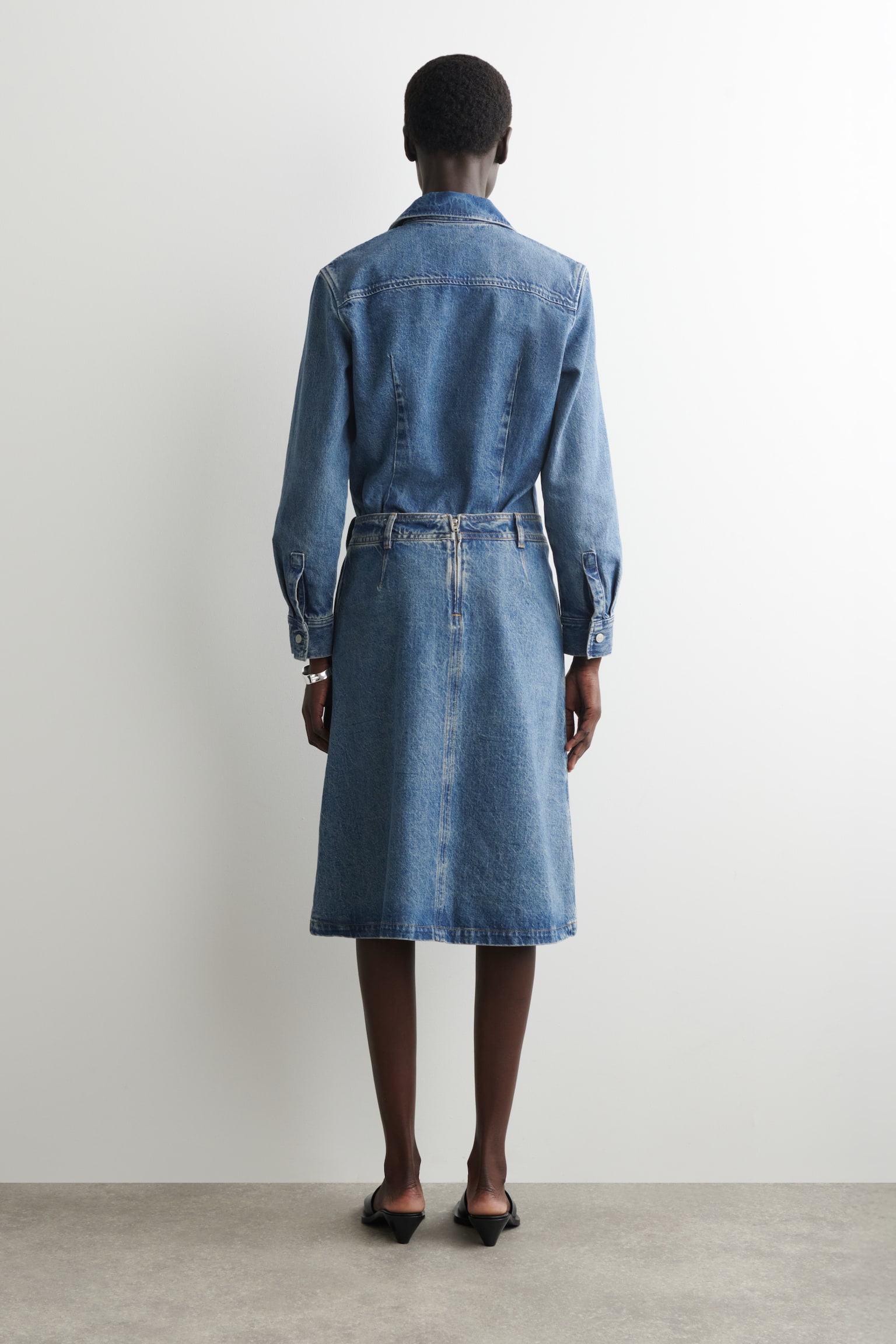 חצאית ג'ינס שימושית בגזרה A - כחול - 7