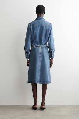 DENIM A-LINE UTILITY SKIRT — BLUE 4