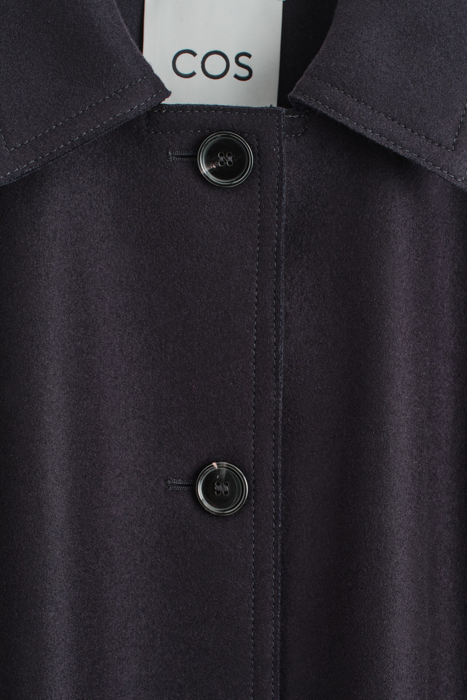 PARDESSUS LARGE EN LAINE - BLEU MARINE - 4