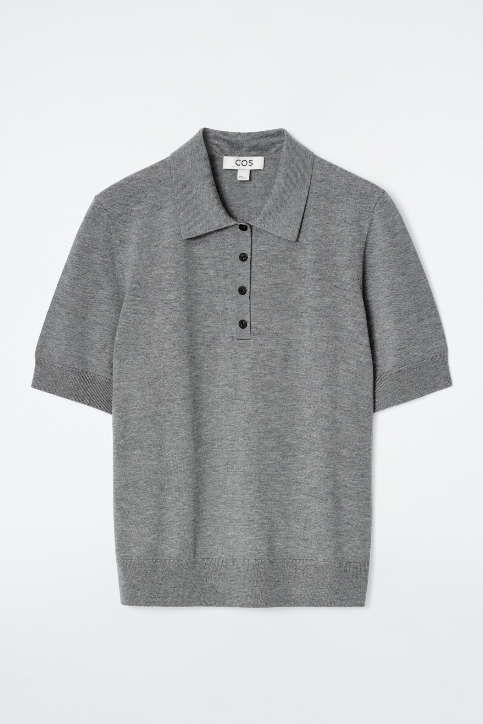 MERINO WOOL-BLEND POLO SHIRT - GREY MÉLANGE/GREEN - 2
