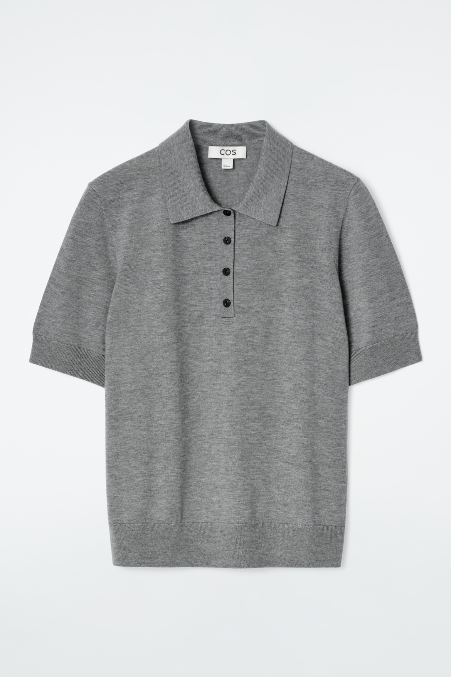 POLO EN LAINE MÉRINOS MÉLANGÉE - GRIS CHINÉ/VERT - 2