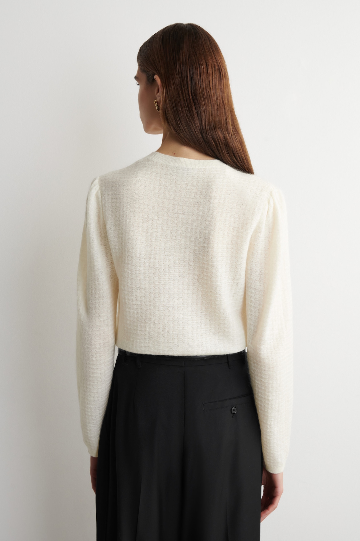 ZIGZAG-KNIT MOHAIR-BLEND SWEATER — OFF-WHITE