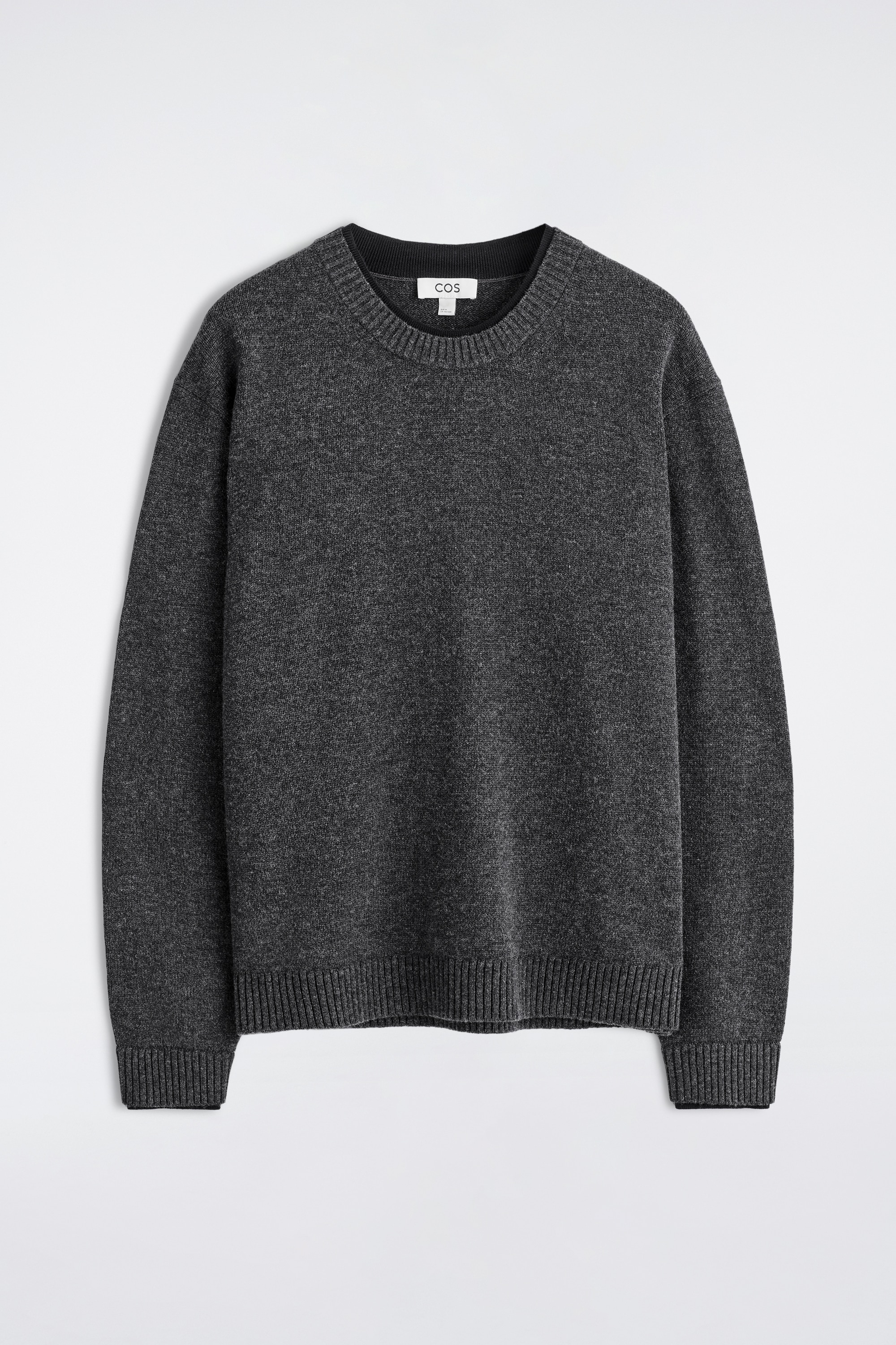 CONTRAST TIPPED MERINO WOOL JUMPER - antracit