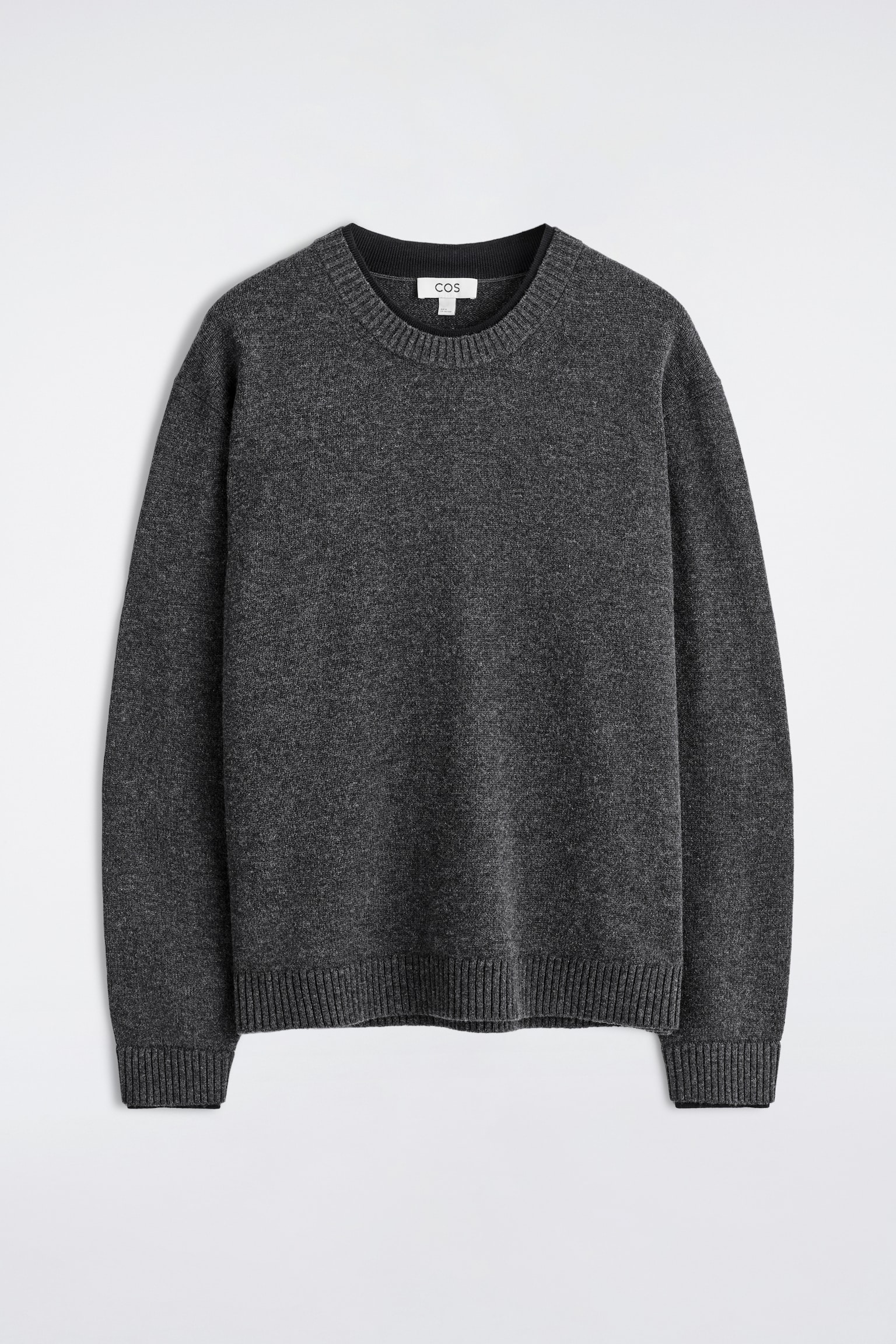 MAGLIONE IN LANA MERINO CON BORDI A CONTRASTO - ANTRACITE - 2