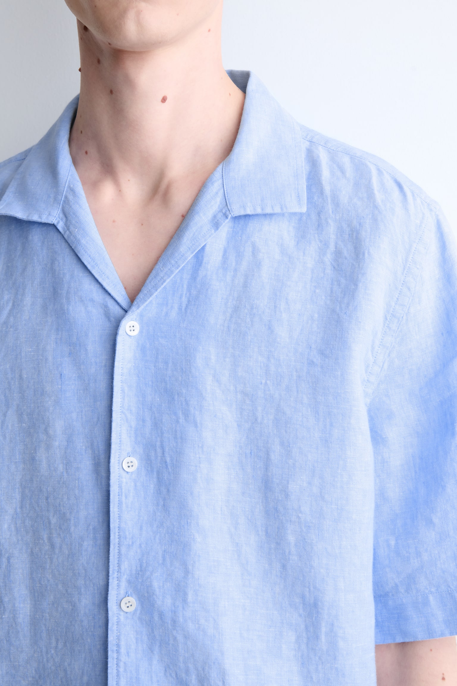 LEINENHEMD MIT KURZEN ÄRMELN UND REVERSKRAGEN - HELLBLAU - 6