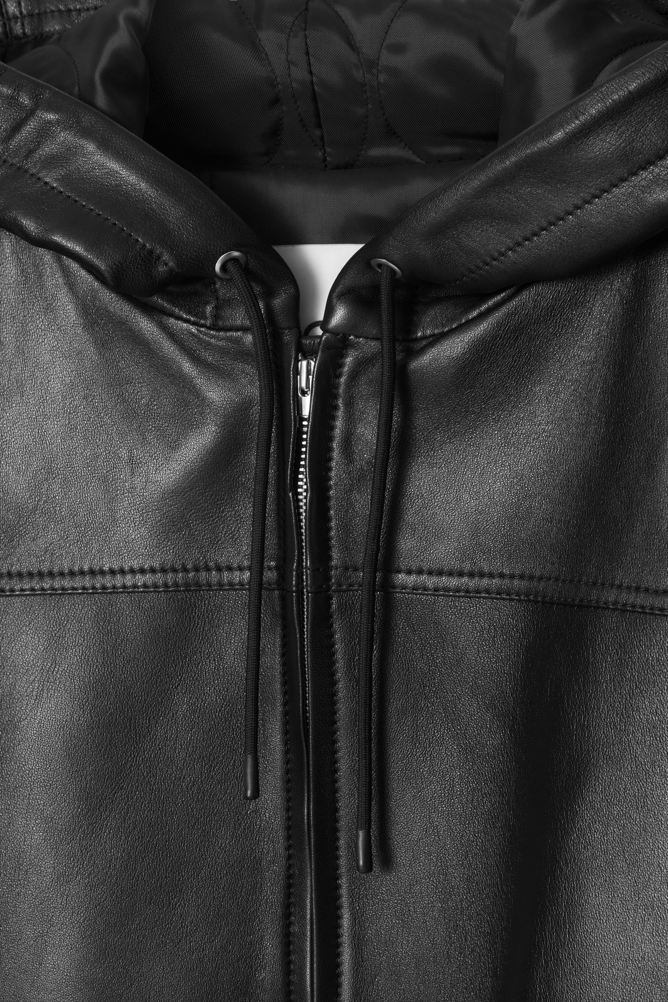 HOODED LEATHER BOMBER JACKET - BLACK | COS US