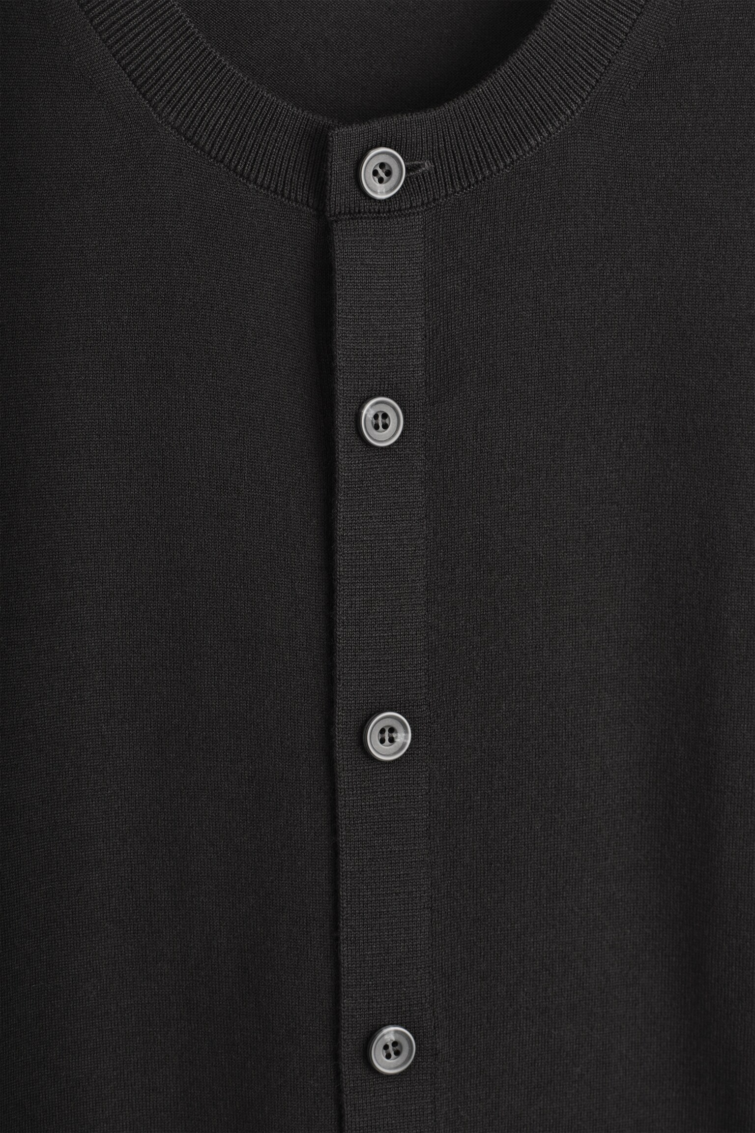 CARDIGAN À COL ROND EN LAINE MÉRINOS - NOIR/GRIS CHINÉ - 5