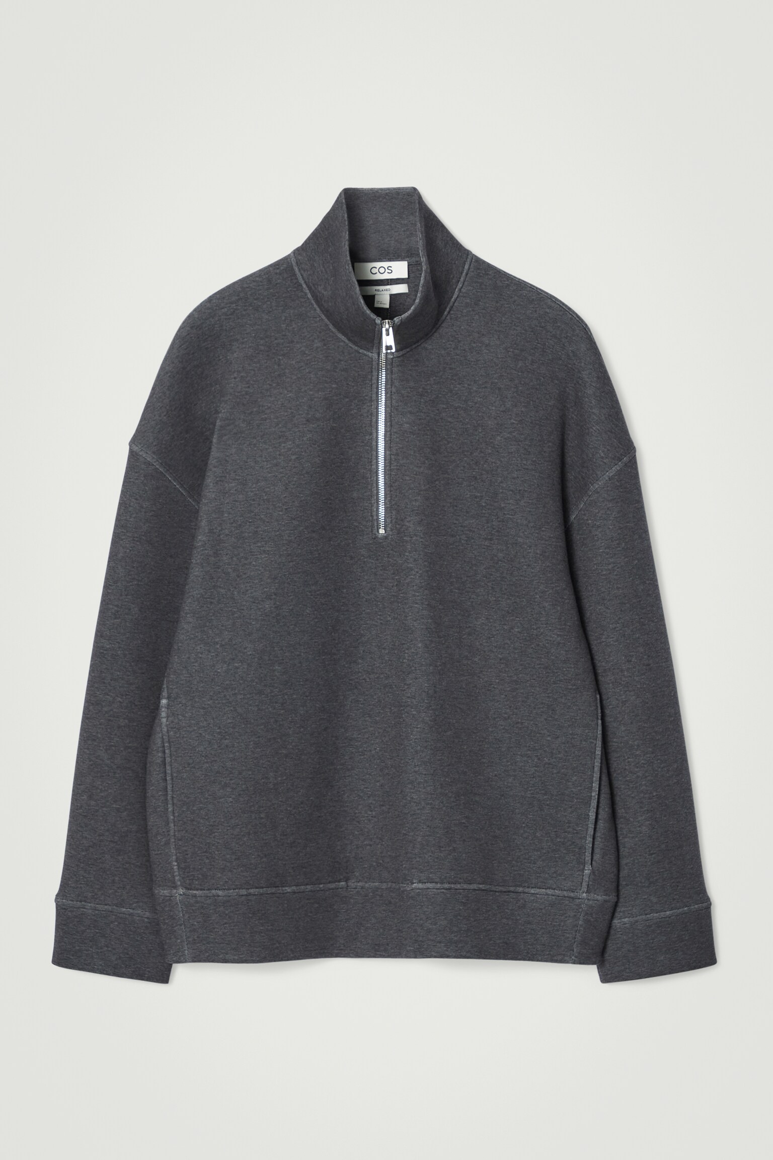 OVERSIZED SCUBA-JERSEY HALF-ZIP SWEATSHIRT - GREY - 1