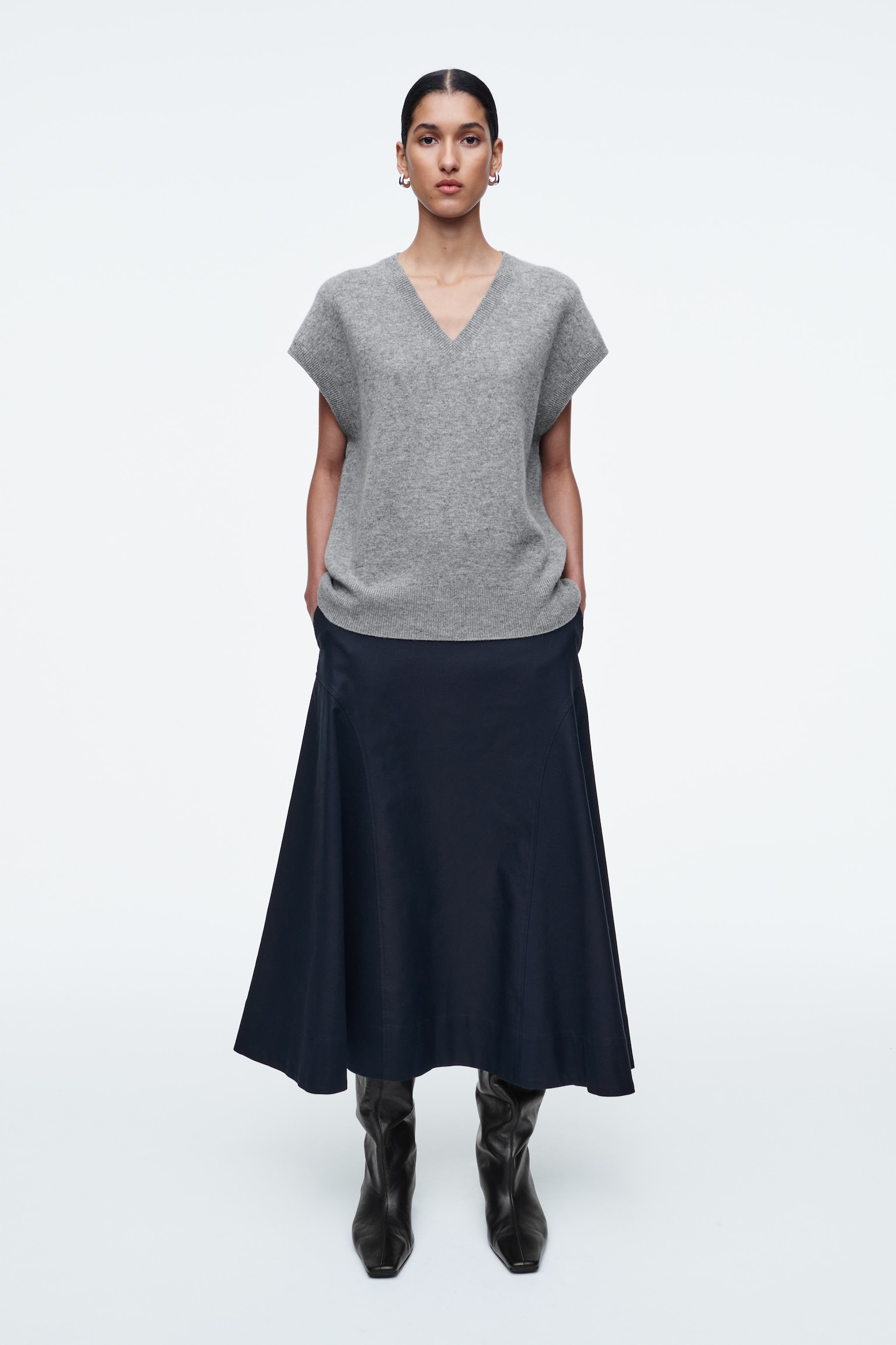 GONNA MIDI ARROTONDATA - BLU NAVY