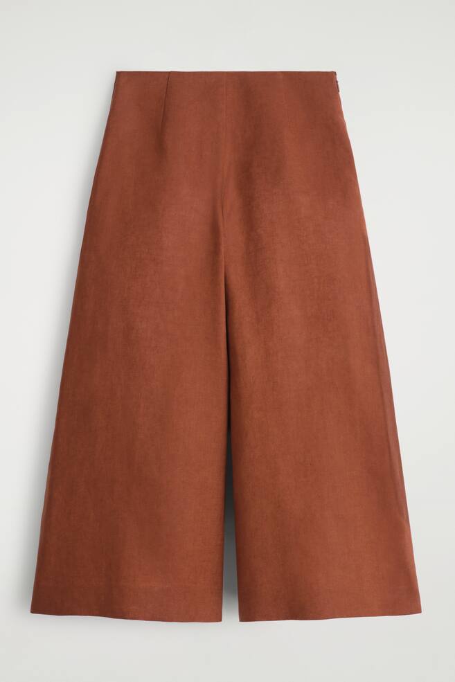 VERKÜRZTE LEINENHOSE MIT WEITEM BEIN - DUNKELROT - 1