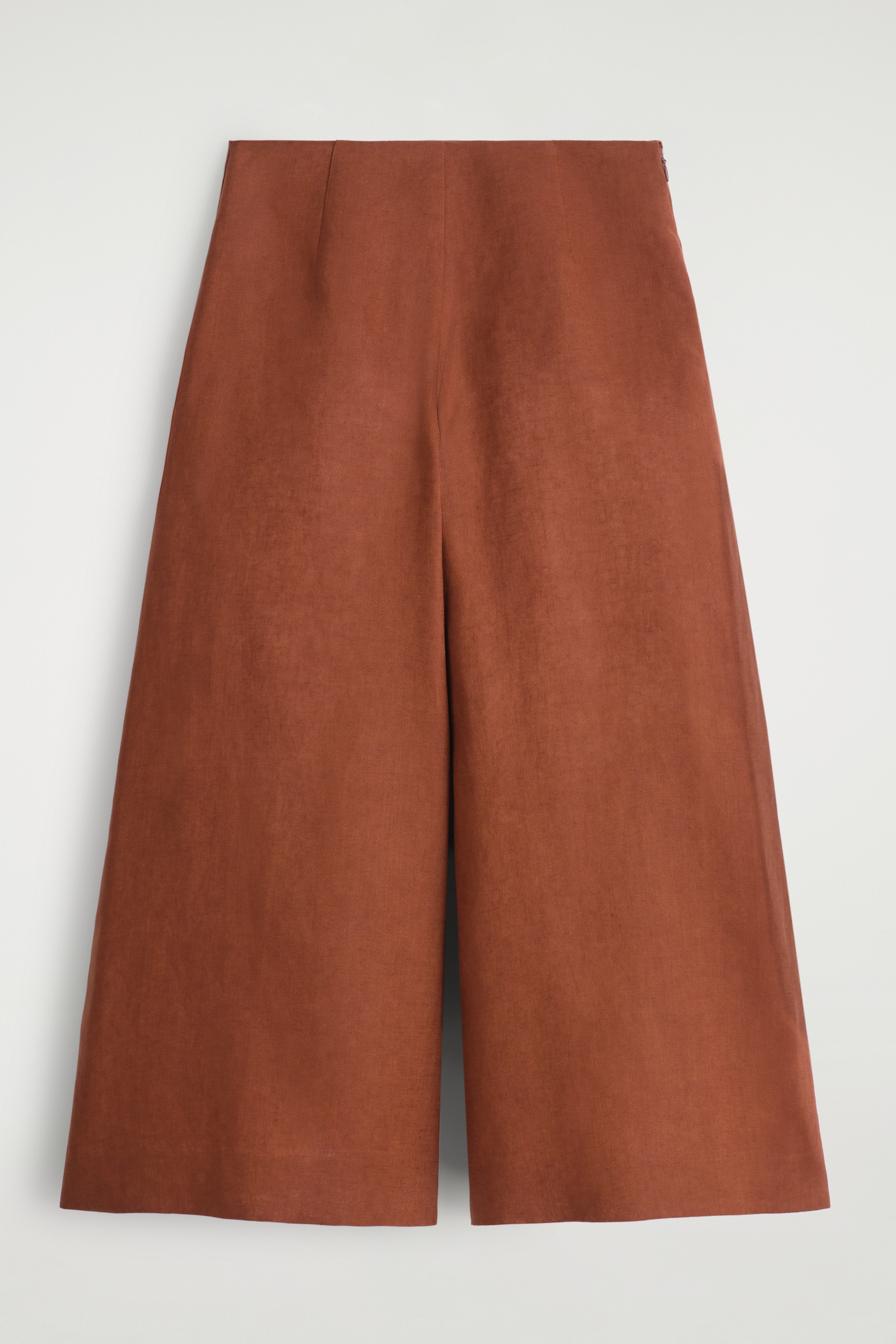 PANTALONI CROPPED A GAMBA LARGA IN LINO - ROSSO SCURO - 2