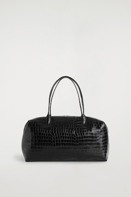 MONTMARTRE BOWLING BAG - CROC-EFFECT LEATHER — BLACK / CROC EFFECT 9
